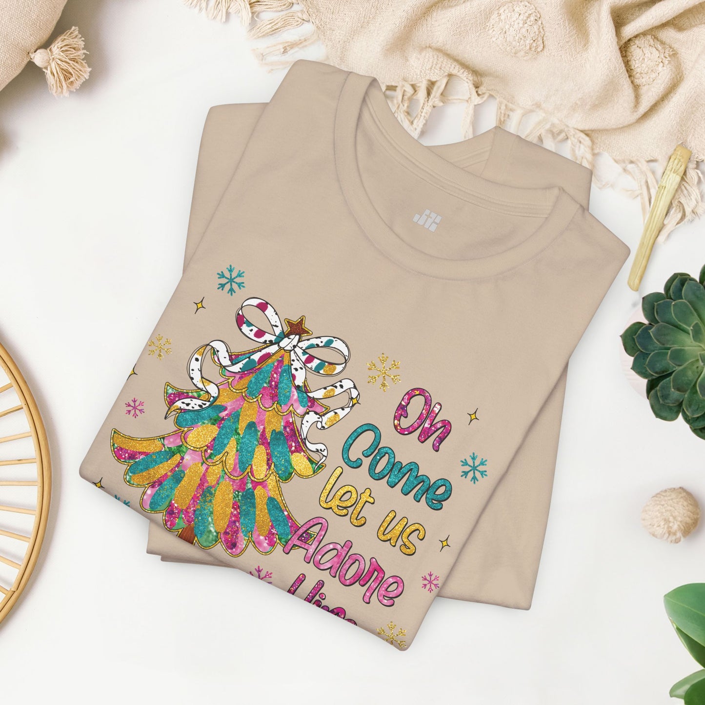 Oh Come Let Us Adore Him Soft Cotton Tee - Holiday Christian Shirt