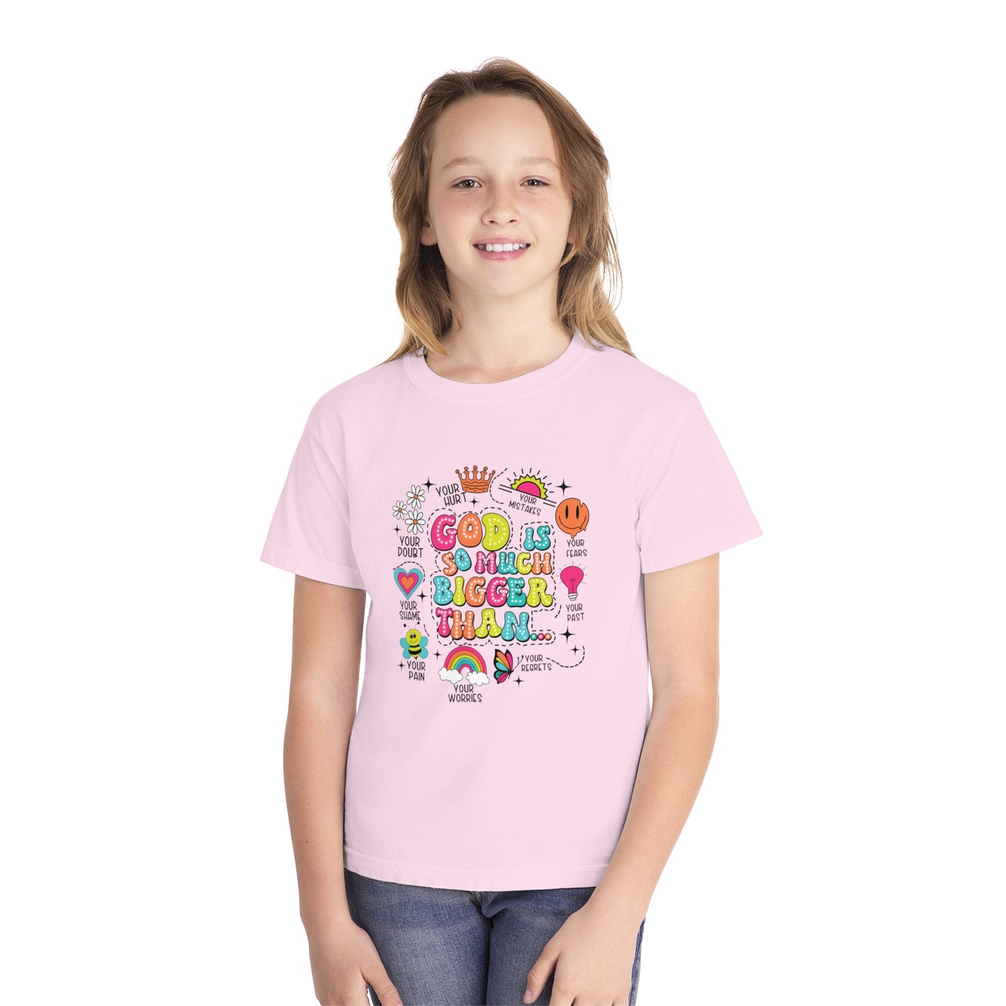 God Is So Much Bigger Comfort Colors Youth Christian Shirt