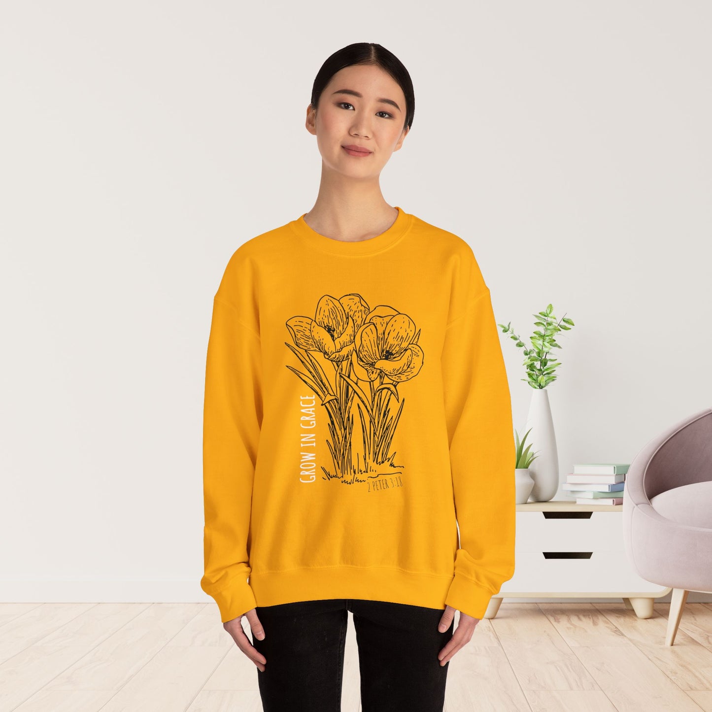 Spring Grow in Grace Sweatshirt - Bible Verse Crewneck Pullover