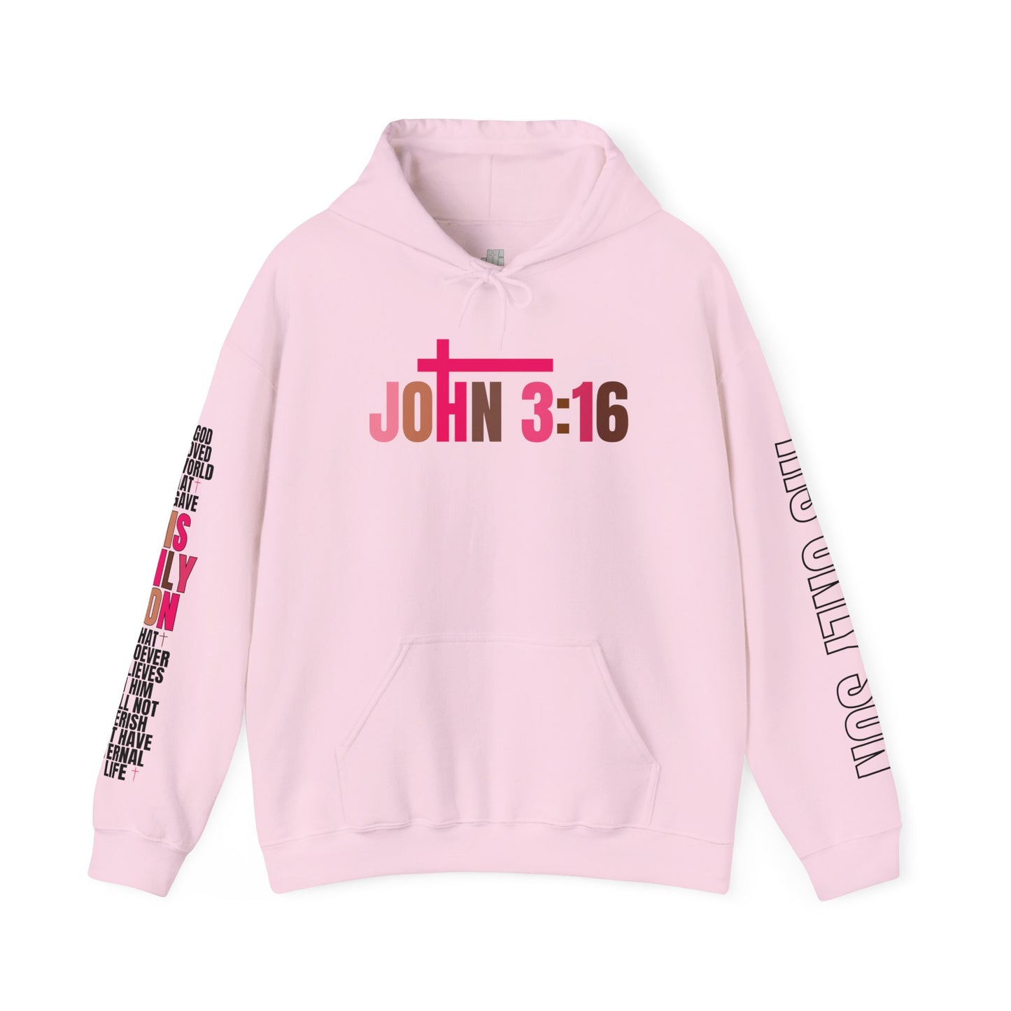 Pink His Only Son John 3:16 Bible Verse Christian Hoodie