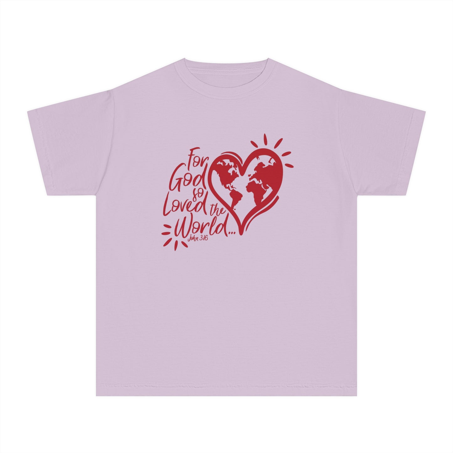 For God So Loved The World Comfort Colors Youth Christian Tee