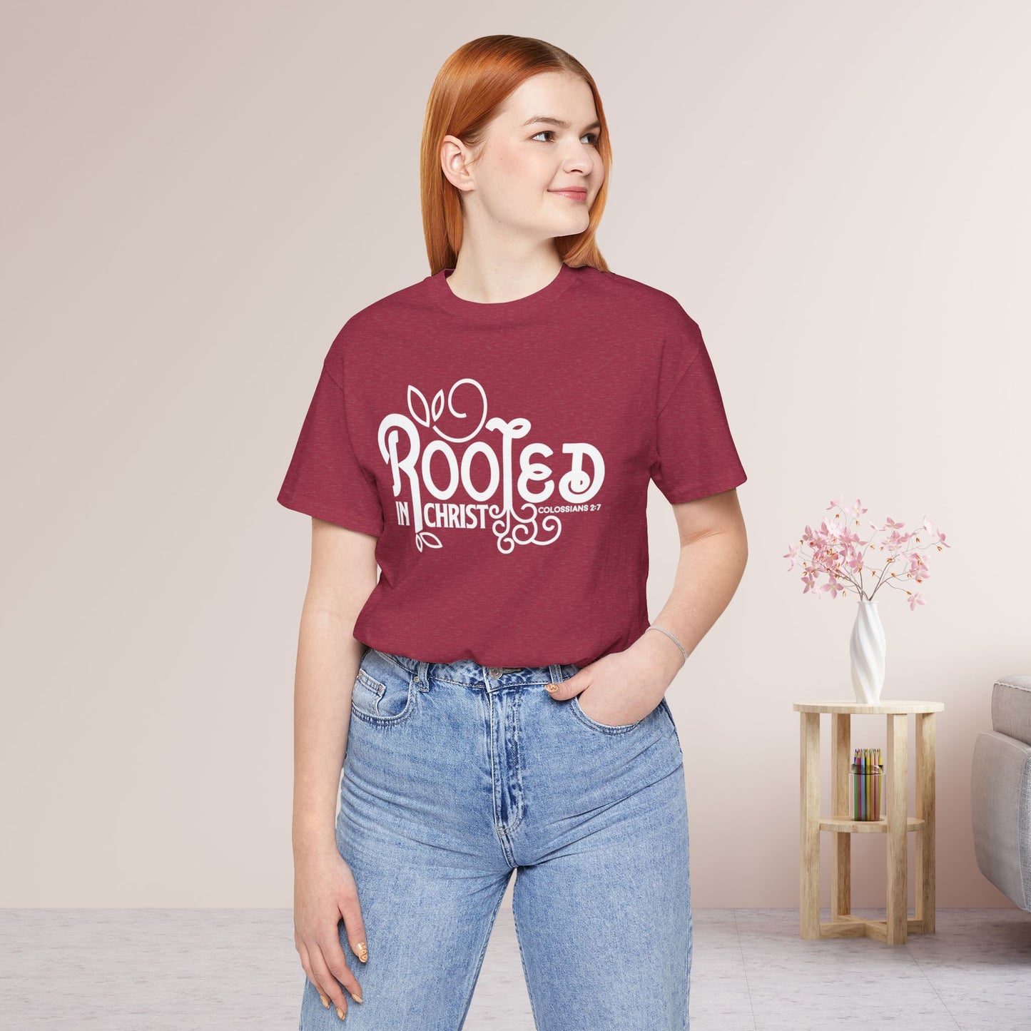 Rooted in Christ Shirt - Bible Verse Christian Soft Cotton Tee