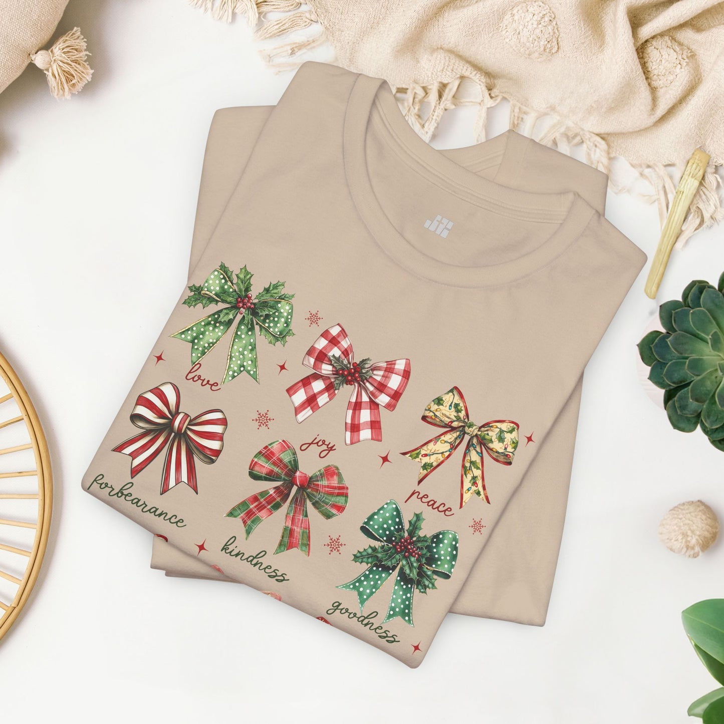 Christmas Fruit of the Spirit Soft Cotton Tee - Holiday Christian Shirt