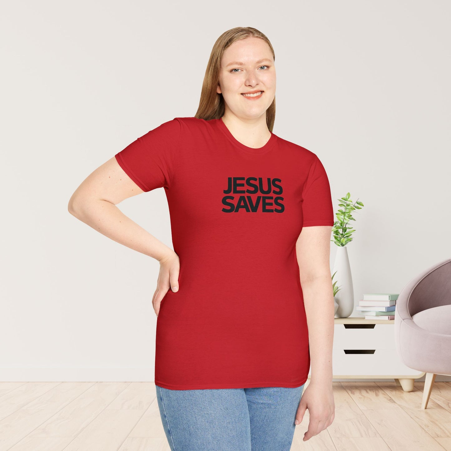 Unisex Jesus Saves Softstyle T-shirt - Acts 4:12 Bible Verse Christian Shirt