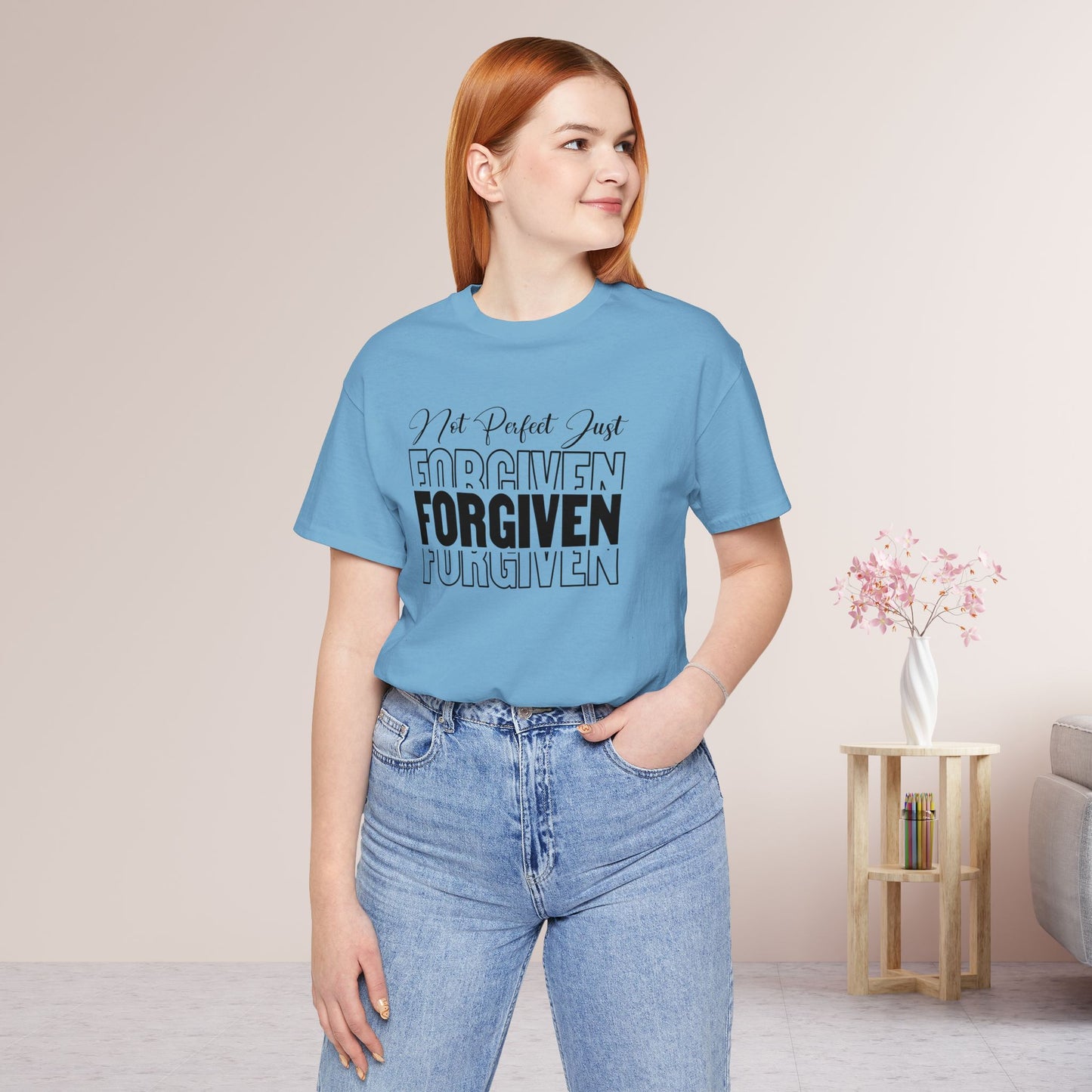 Not Perfect Just Forgiven Christian Soft Cotton Tee