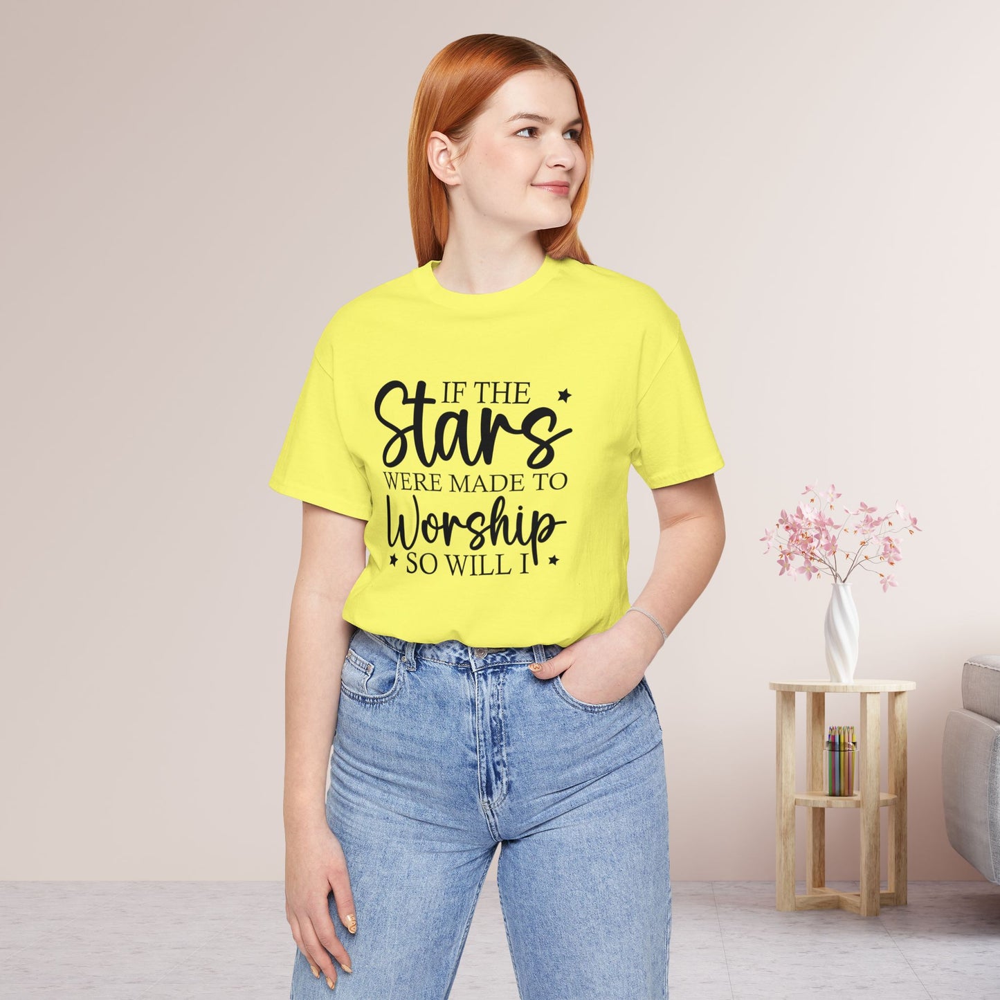 If The Stars Were Made To Worship So Will I Soft Cotton Tee - Christian Tee