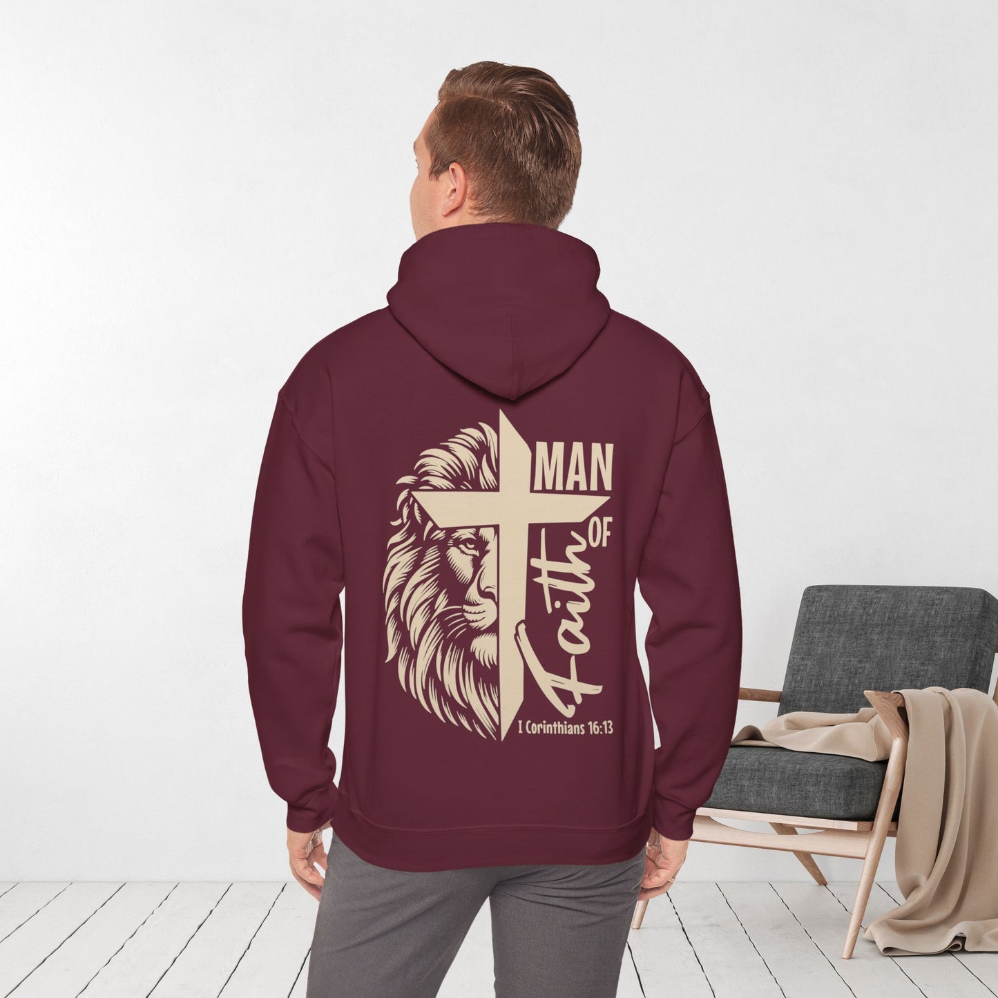 Man of Faith Christian Bible Verse Hoodie - Men's Hoodie