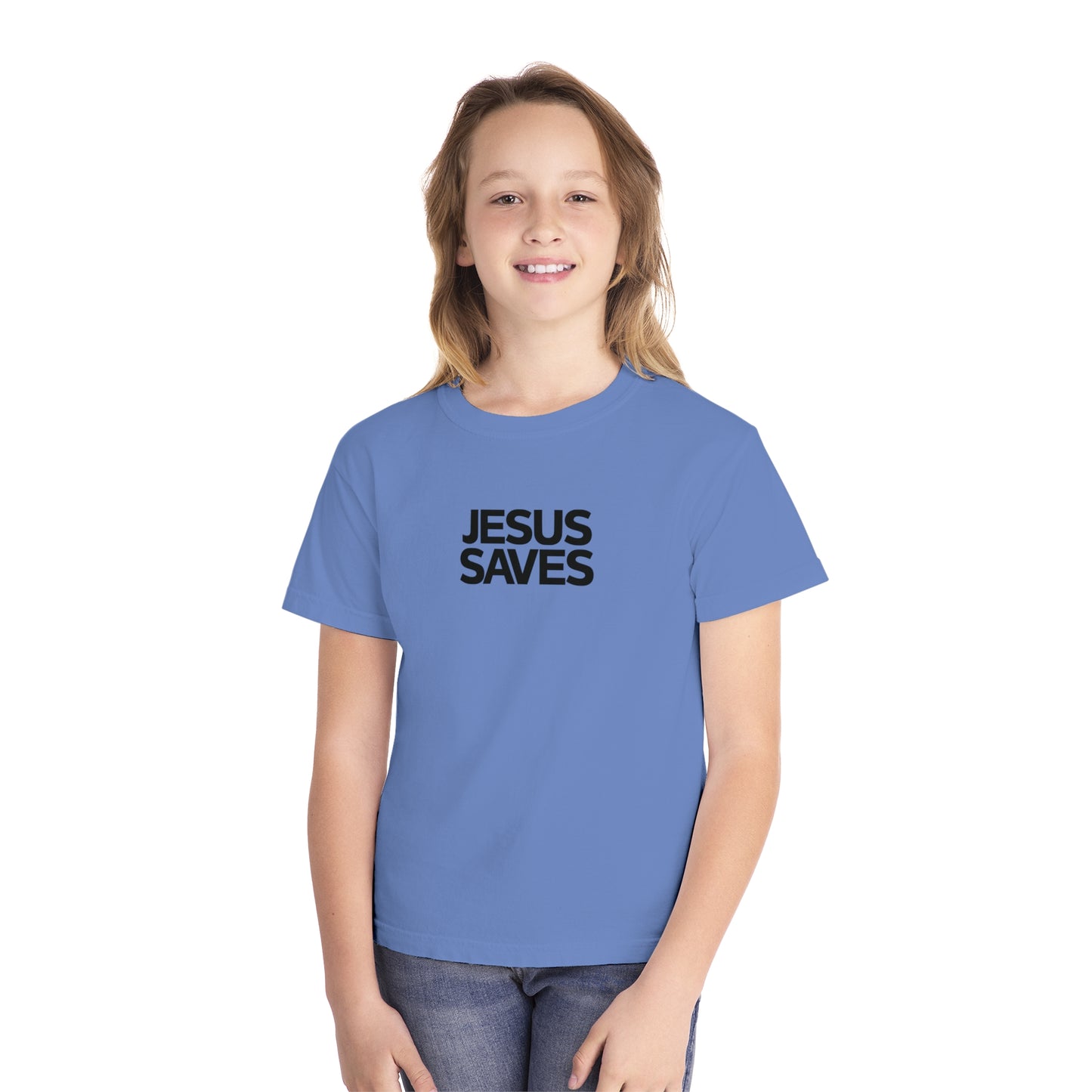 Jesus Saves Comfort Colors Youth Christian Tee