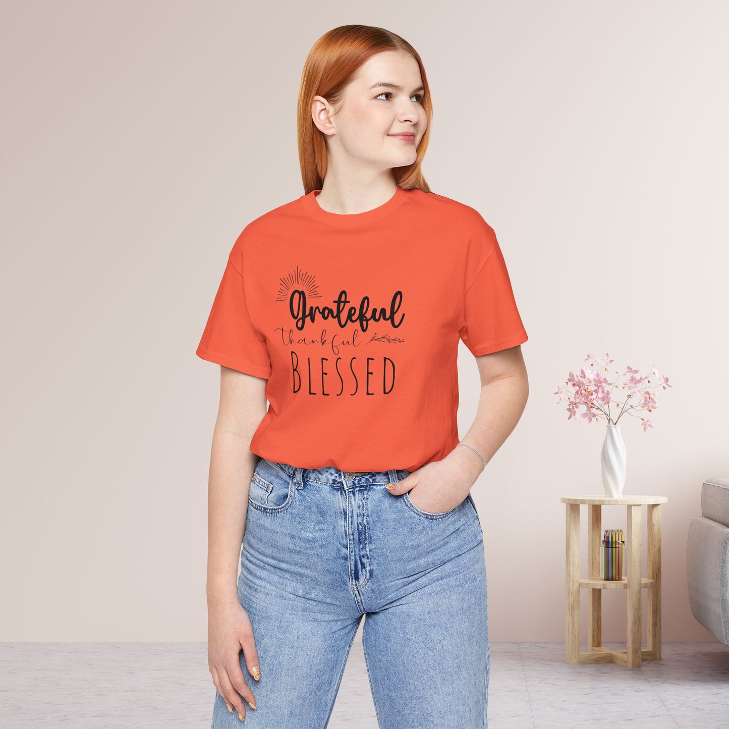 Grateful Thankful Blessed Soft Cotton Tee - Christian T-shirt