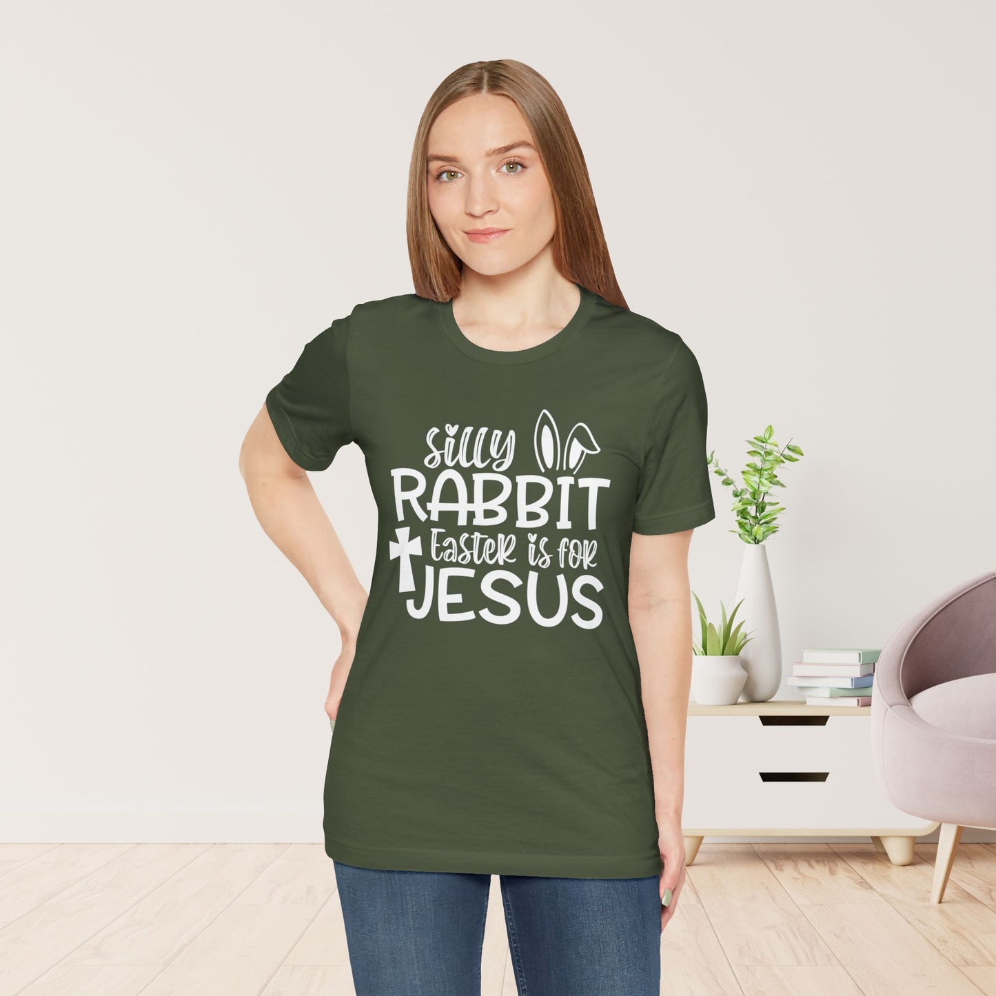 Silly Rabbit Easter is for Jesus Christian Soft Cotton Tee