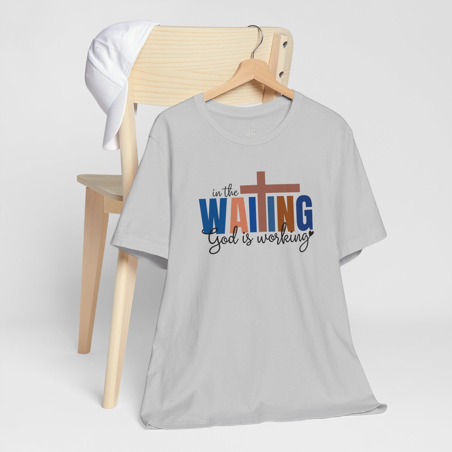 Blue In the Waiting God is Working Christian Soft Cotton Tee