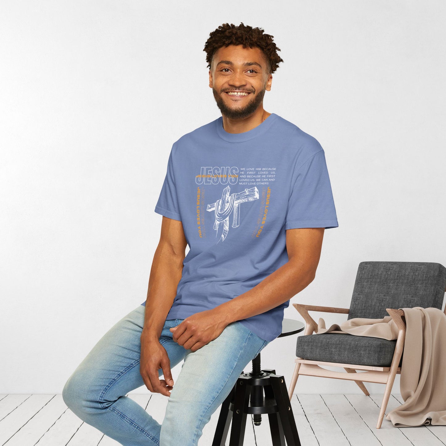 Comfort Colors Trendy Men's Jesus Loves You Shirt