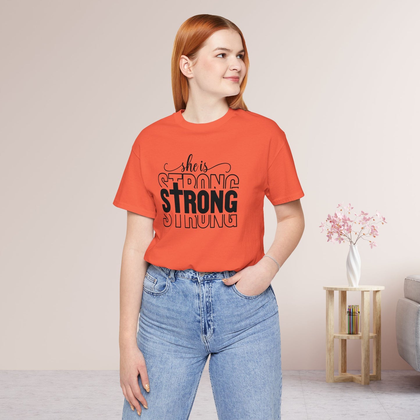 She is Strong Christian Soft Cotton Tee