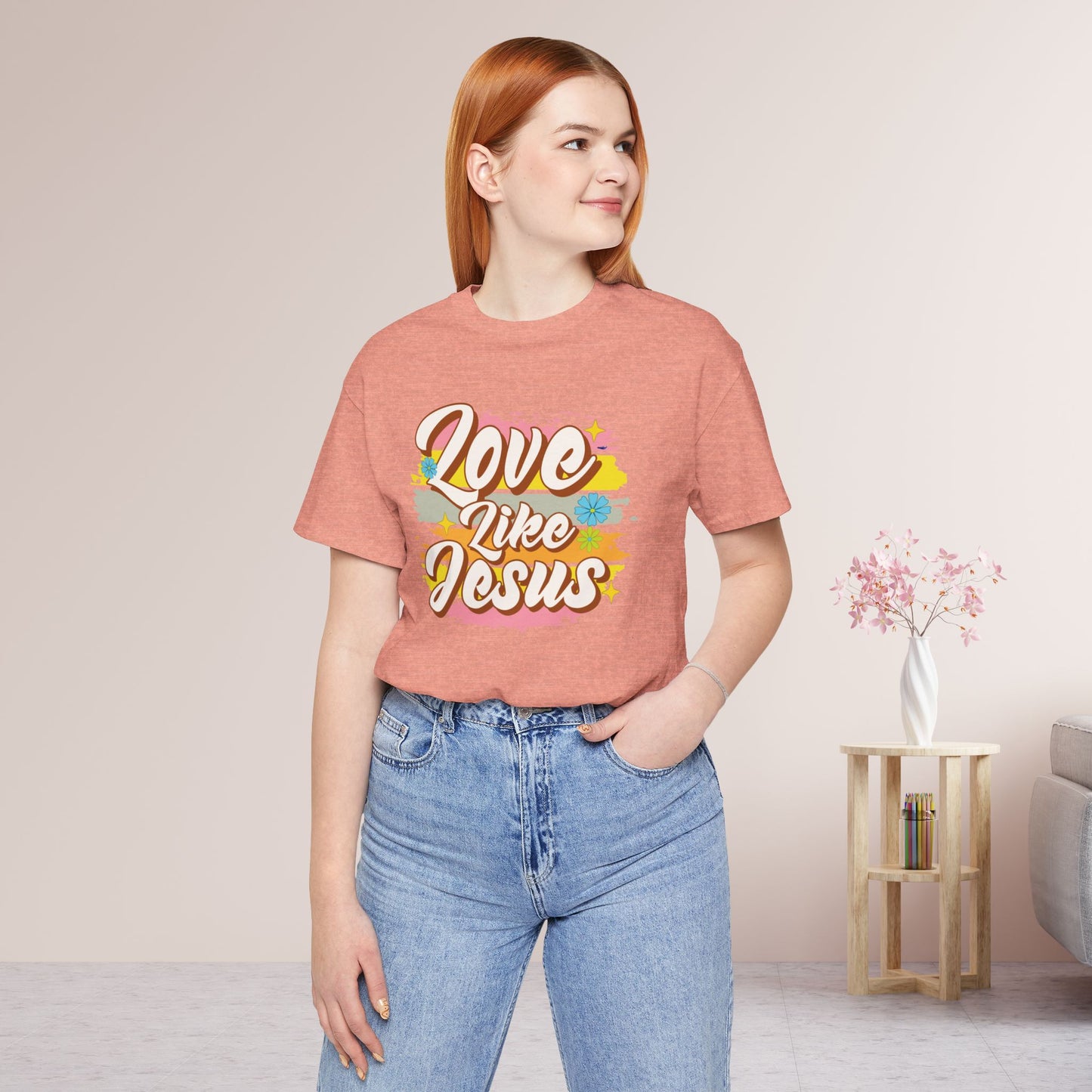 Groovy Love Like Jesus Soft Cotton Tee - Christian Shirt