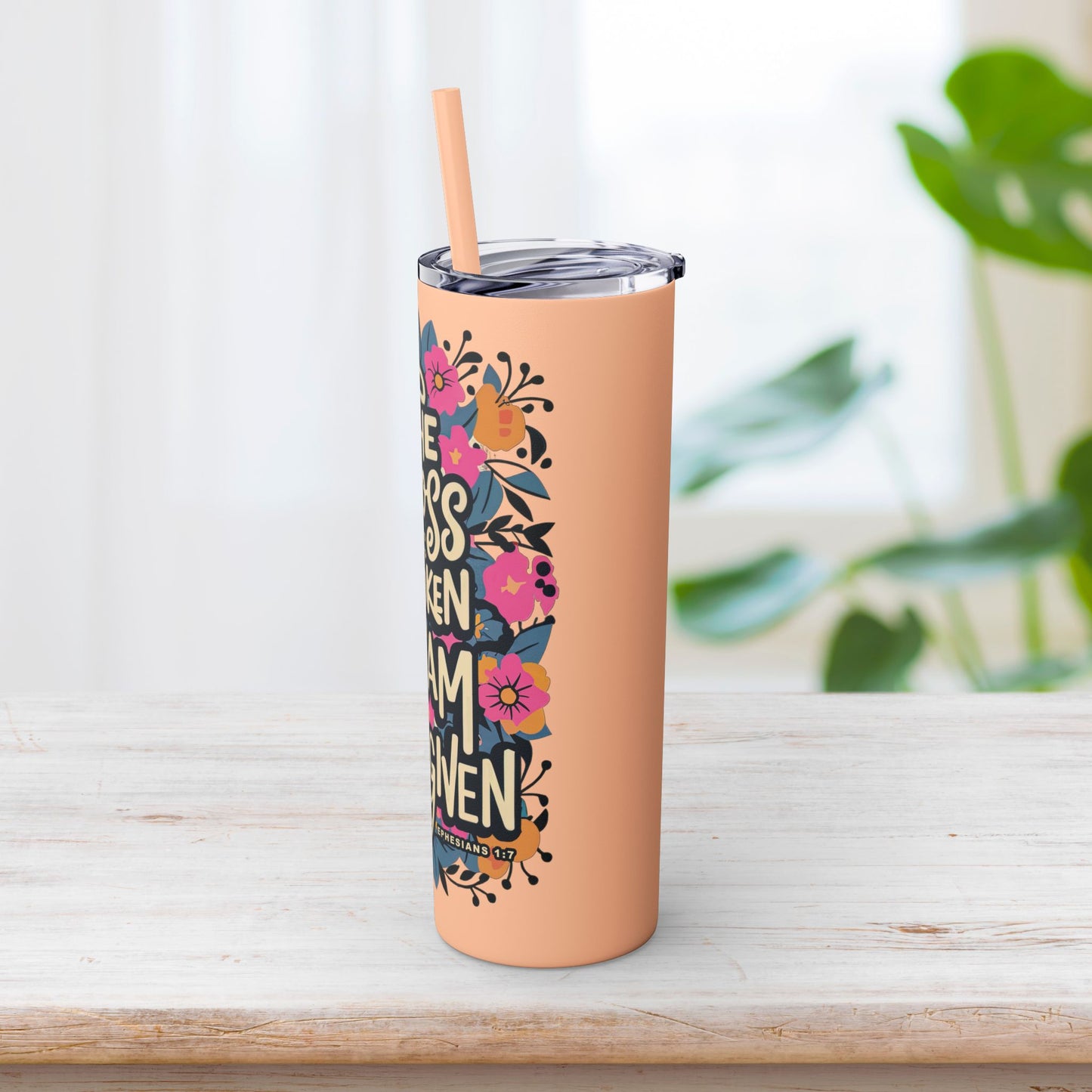 The Cross Has Spoken I Am Forgiven Skinny Tumbler with Straw - 20oz