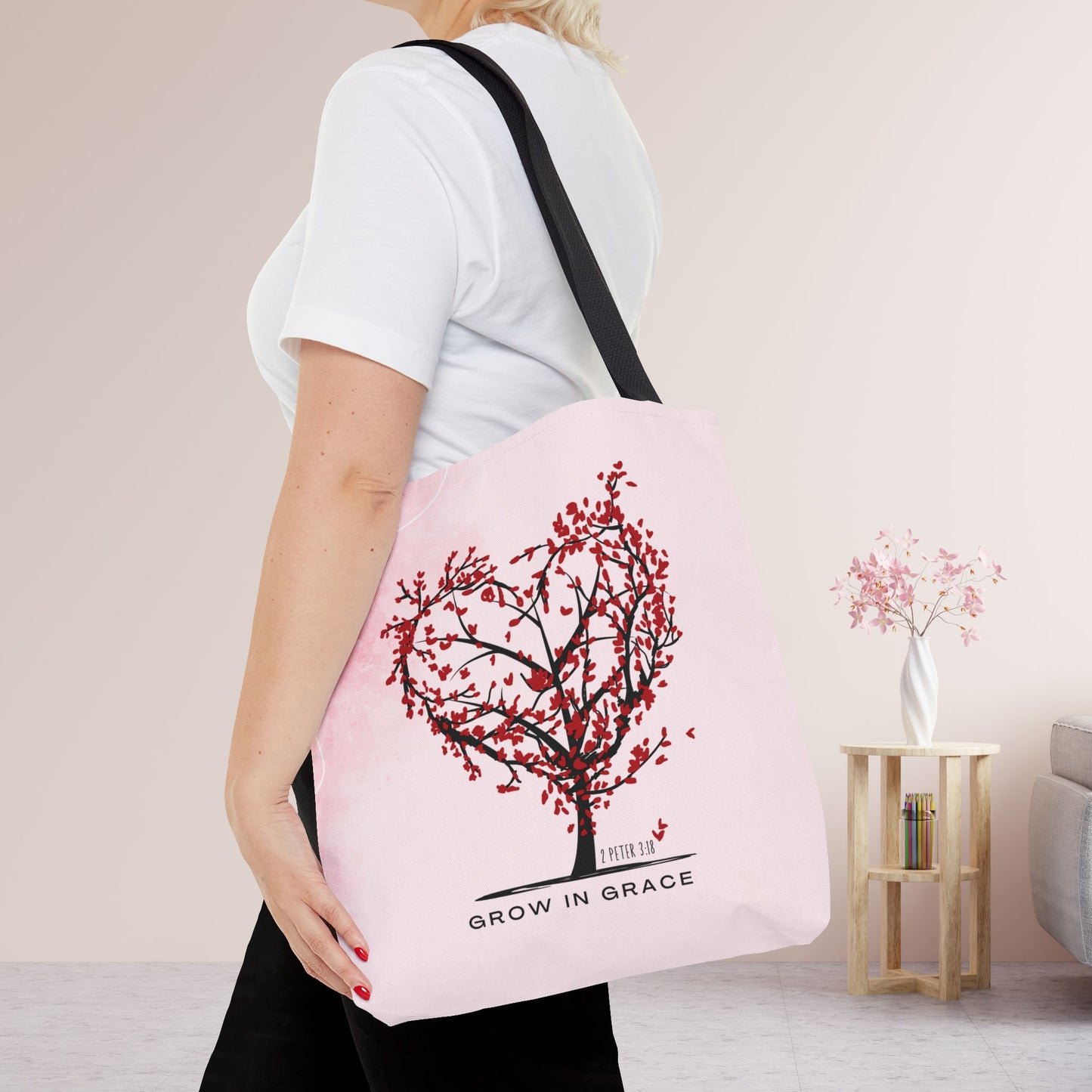 Grow in Grace Tote Bag - Christian Tote Bag