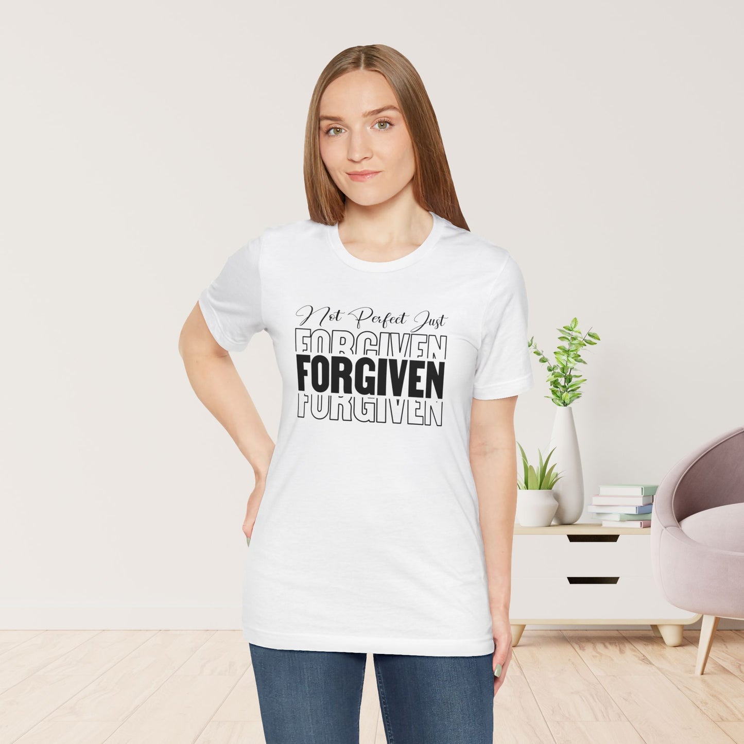 Not Perfect Just Forgiven Christian Soft Cotton Tee