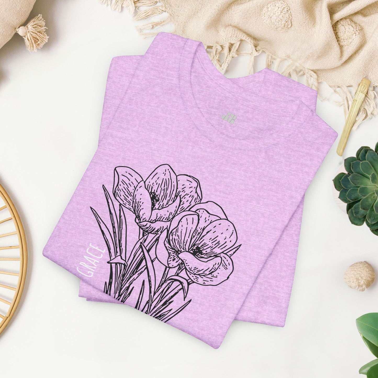 Spring Grow in Grace Soft Cotton Tee - Bible Verse T-shirt