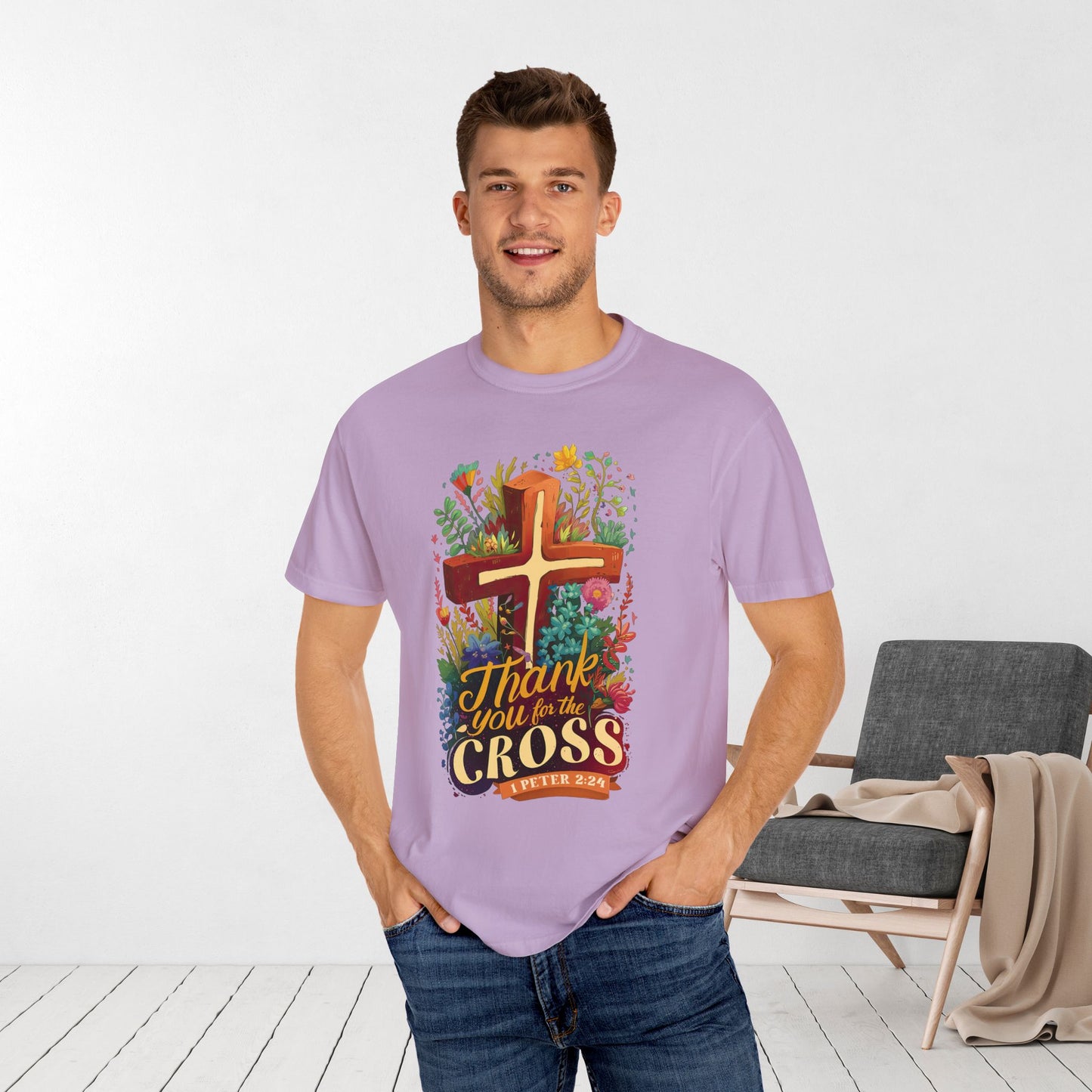 Thank You For The Cross 1 Peter 2:24 Bible Verse Comfort Colors Shirt