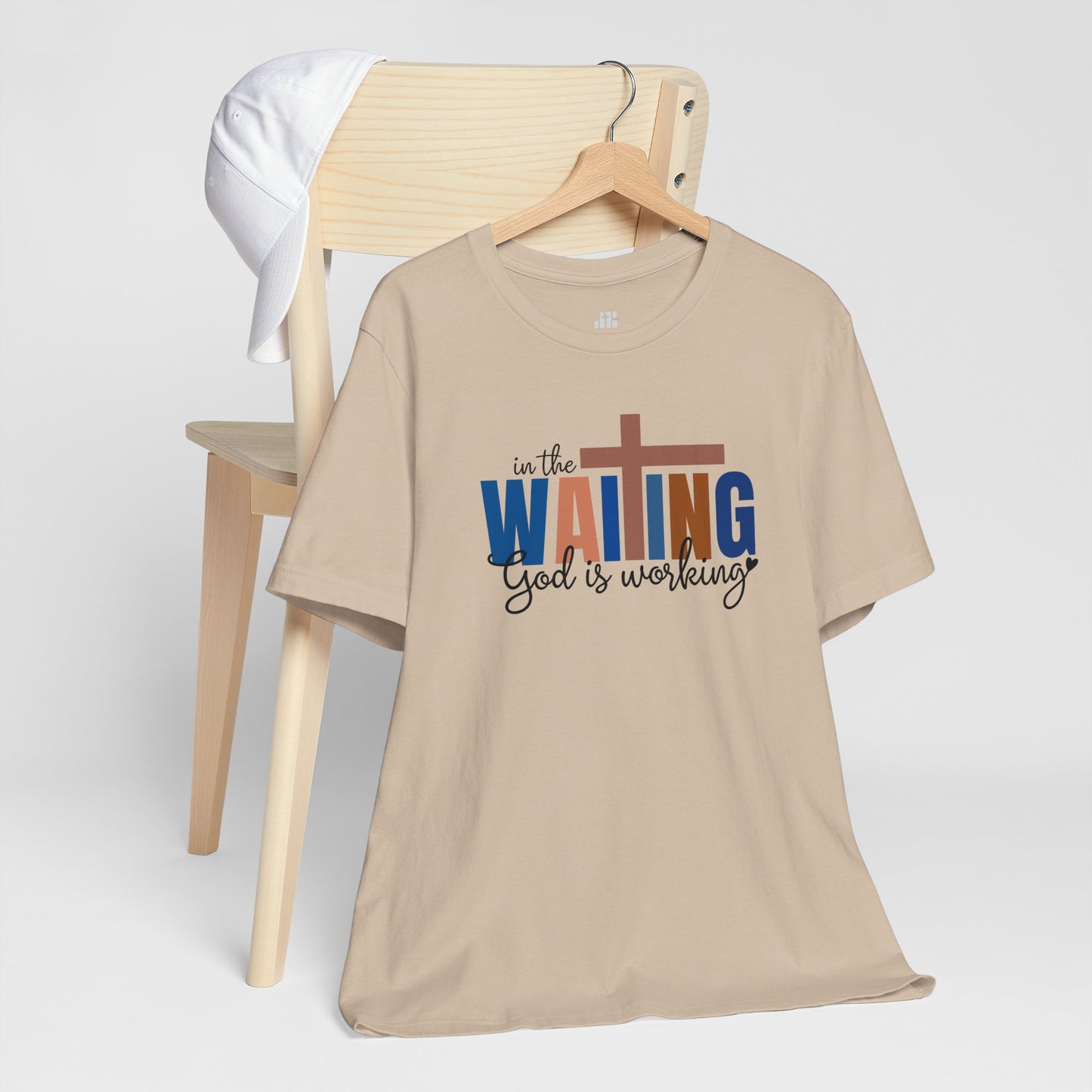 Blue In the Waiting God is Working Christian Soft Cotton Tee