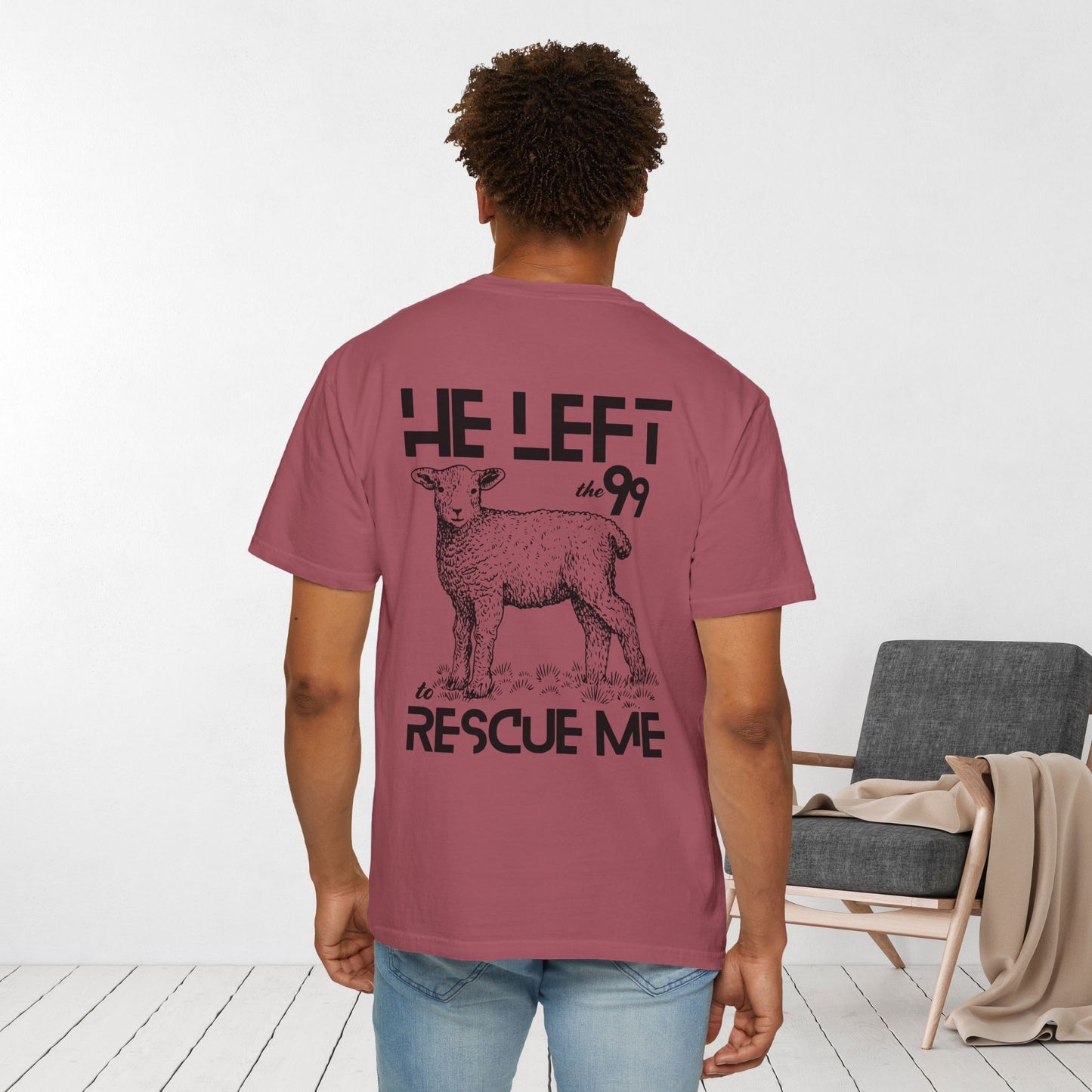 Rescued T-shirt - He Left The 99 to Rescue Me Comfort Colors Christian Shirt