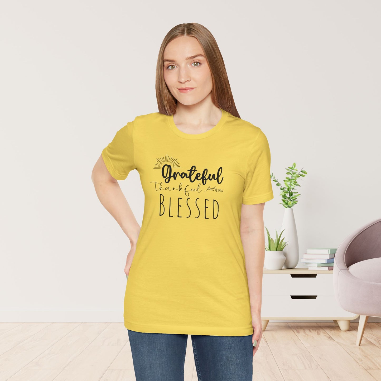 Grateful Thankful Blessed Soft Cotton Tee - Christian T-shirt