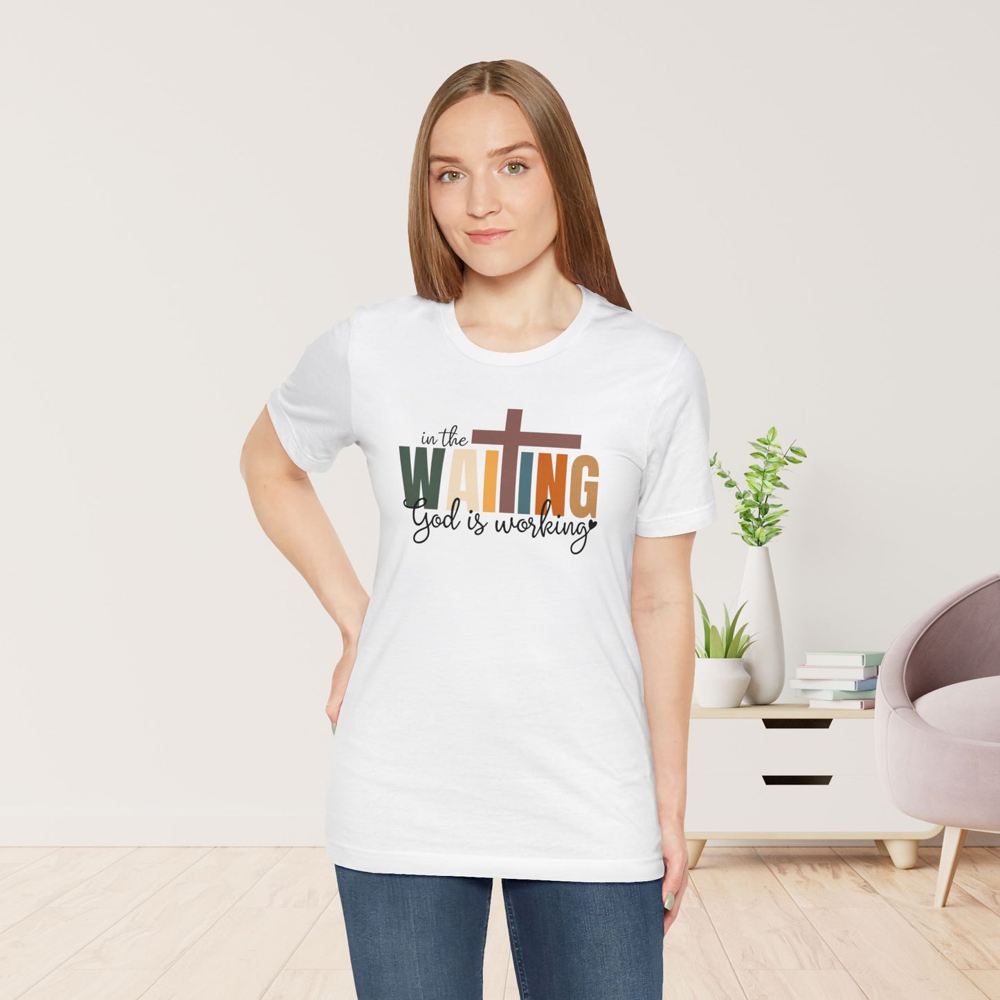 In the Waiting God is Working Christian Soft Cotton Tee