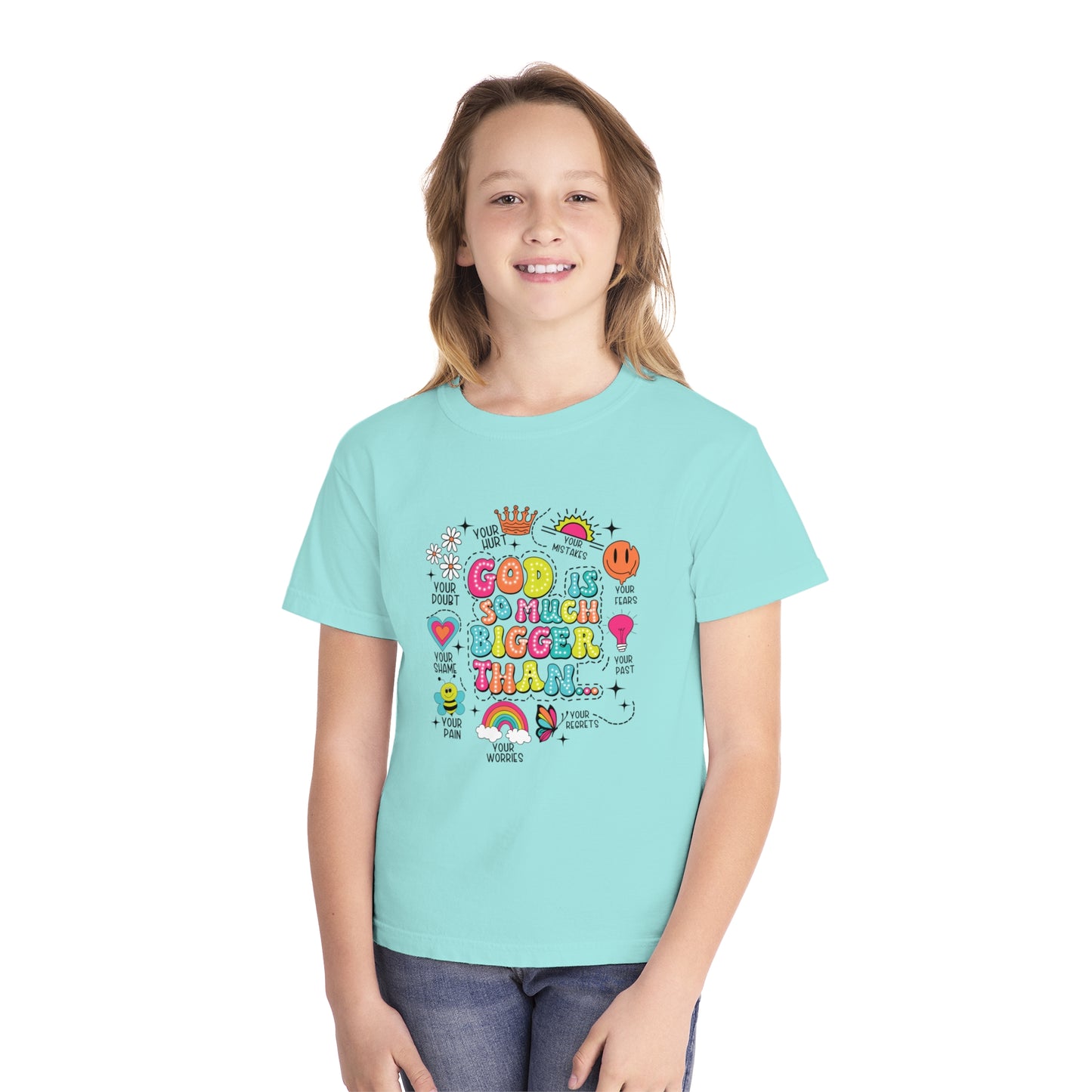 God Is So Much Bigger Comfort Colors Youth Christian Shirt