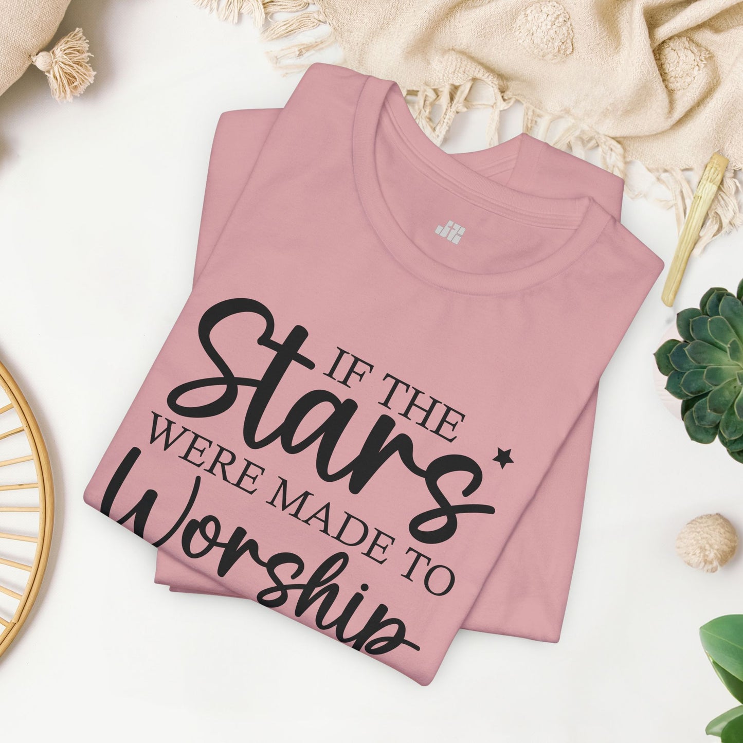 If The Stars Were Made To Worship So Will I Soft Cotton Tee - Christian Tee