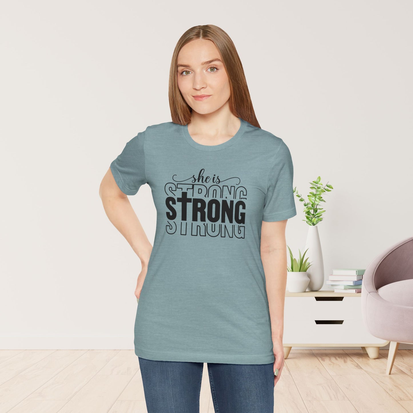 She is Strong Christian Soft Cotton Tee