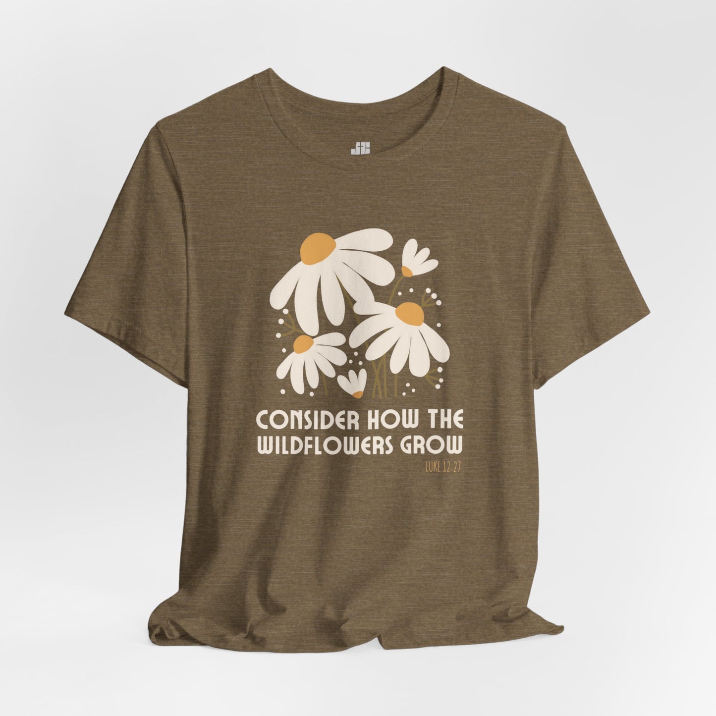 Consider How The Wildflowers Grow Luke 12:27 Bible Verse Soft Cotton Tee