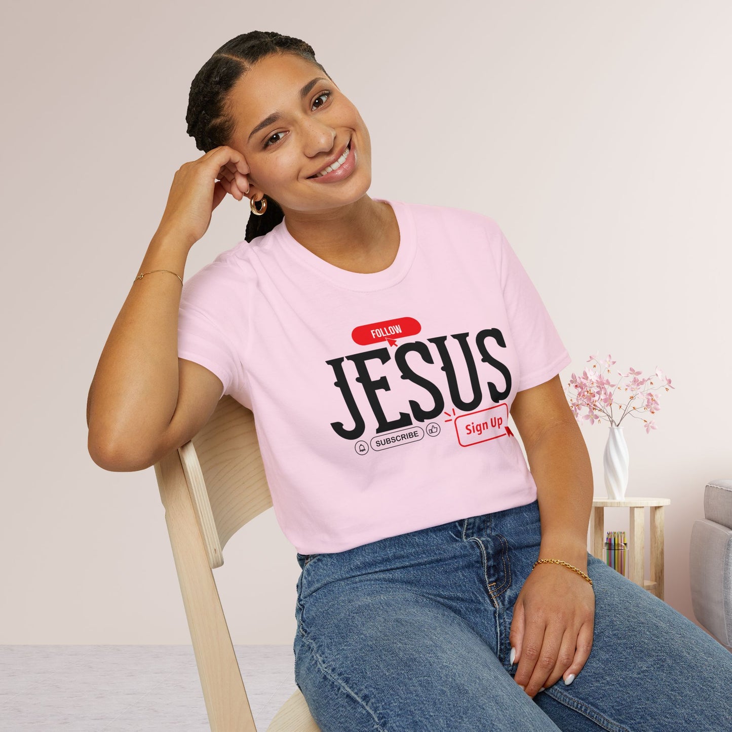 Unisex Follow Jesus Softstyle T-shirt - Trendy  Christian Tee