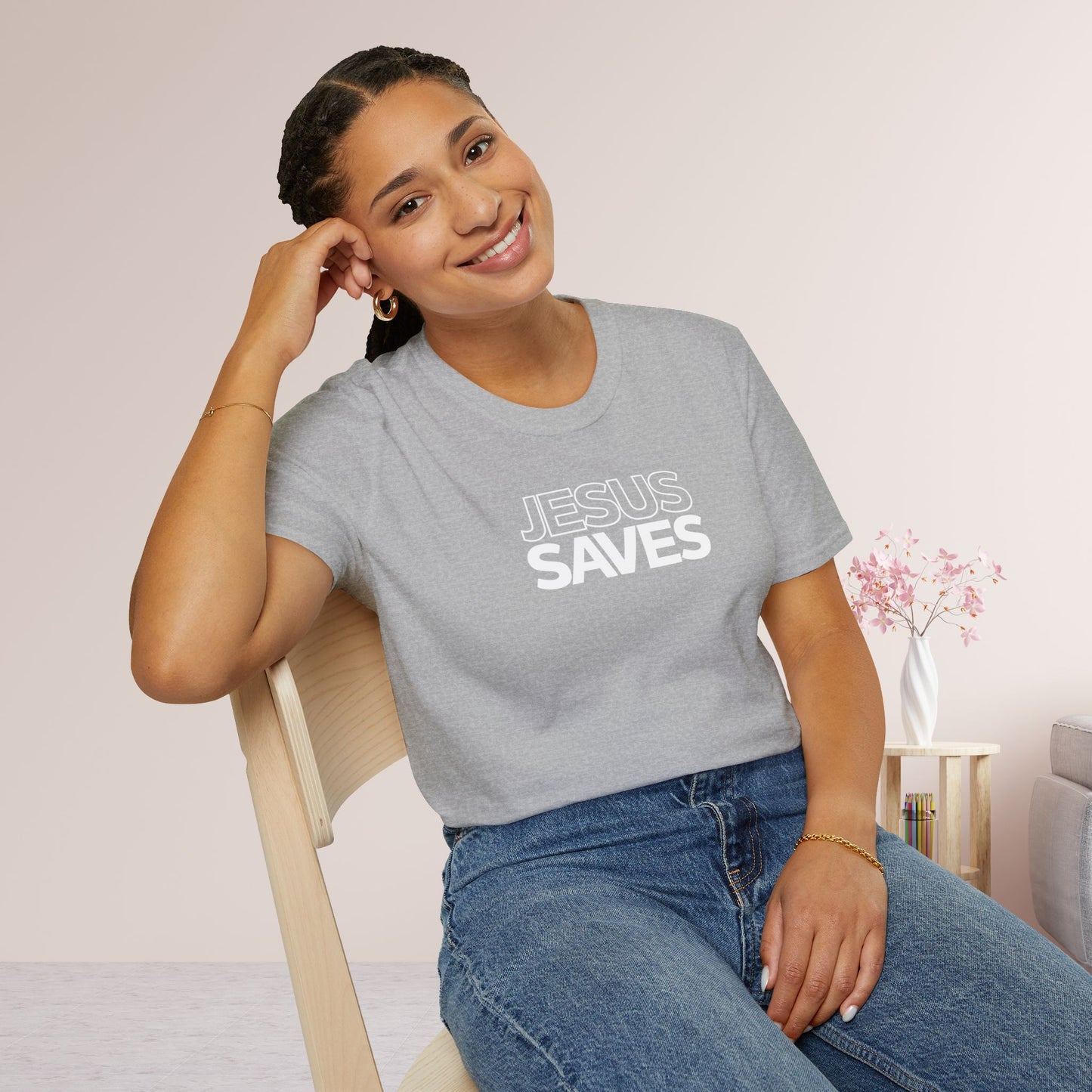 Unisex Jesus Saves Softstyle T-shirt - Acts 4:12 Bible Verse Christian T-shirt