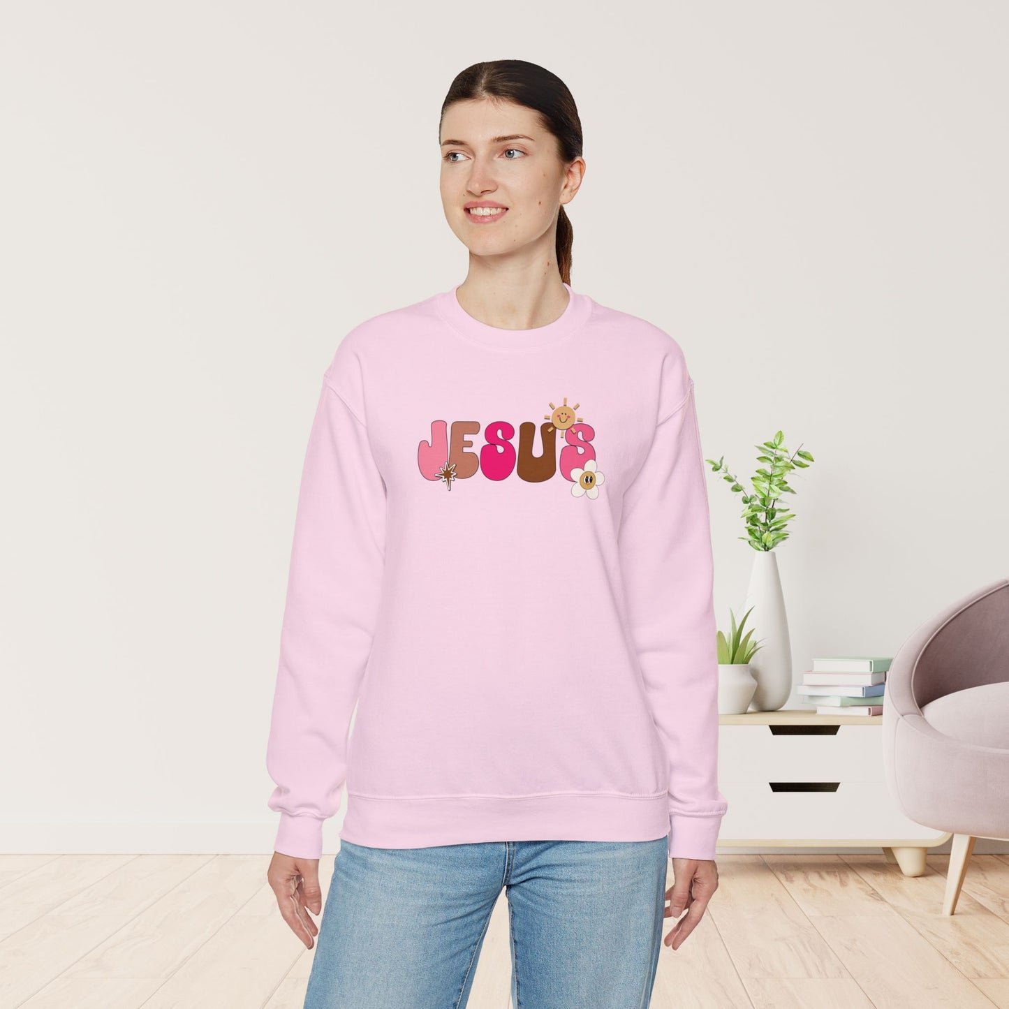 Pink Jesus is the Way John 14:6 Bible Verse Christian Sweatshirt