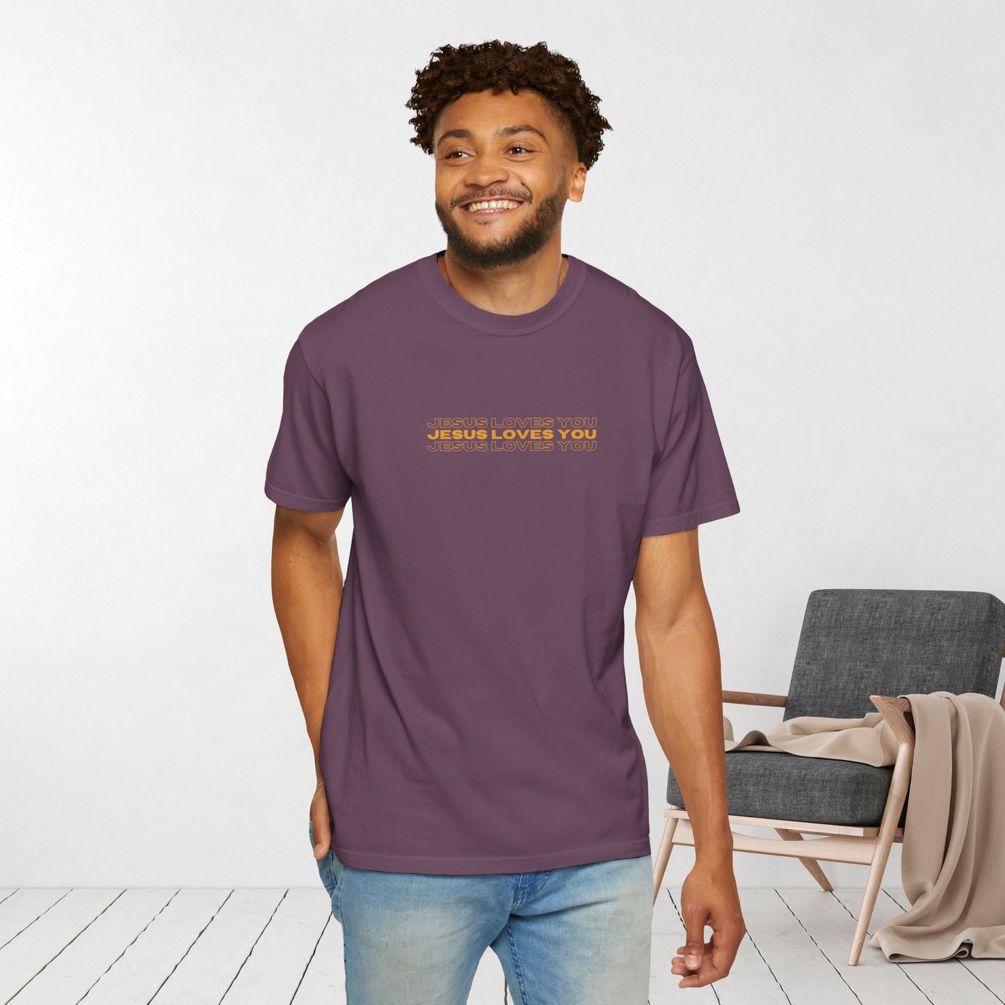 Comfort Colors Men's Jesus Loves You Bible Verse Shirt