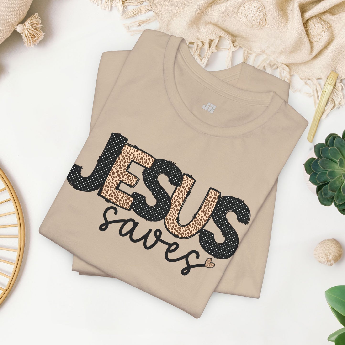 Jesus Saves Soft Cotton Tee - Christian Shirt