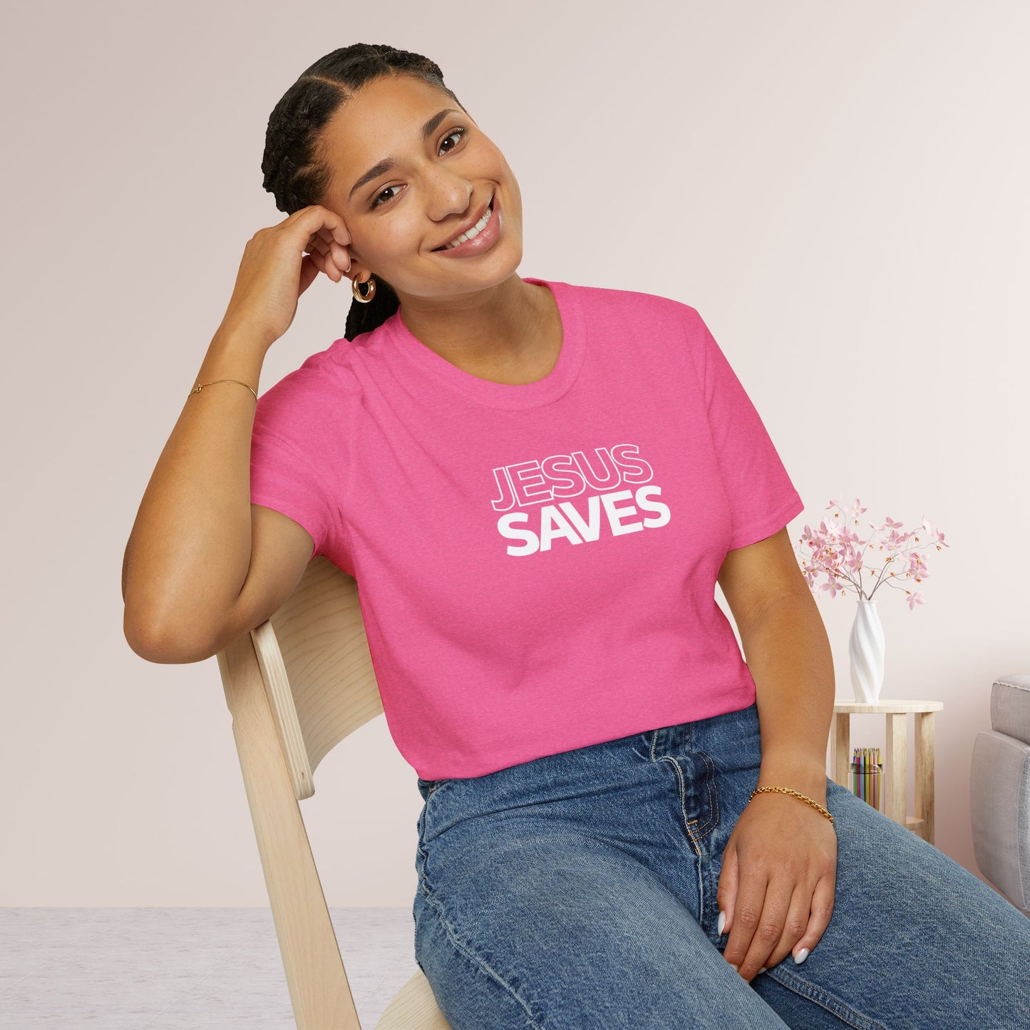 Unisex Jesus Saves Softstyle T-shirt - Acts 4:12 Bible Verse Christian T-shirt