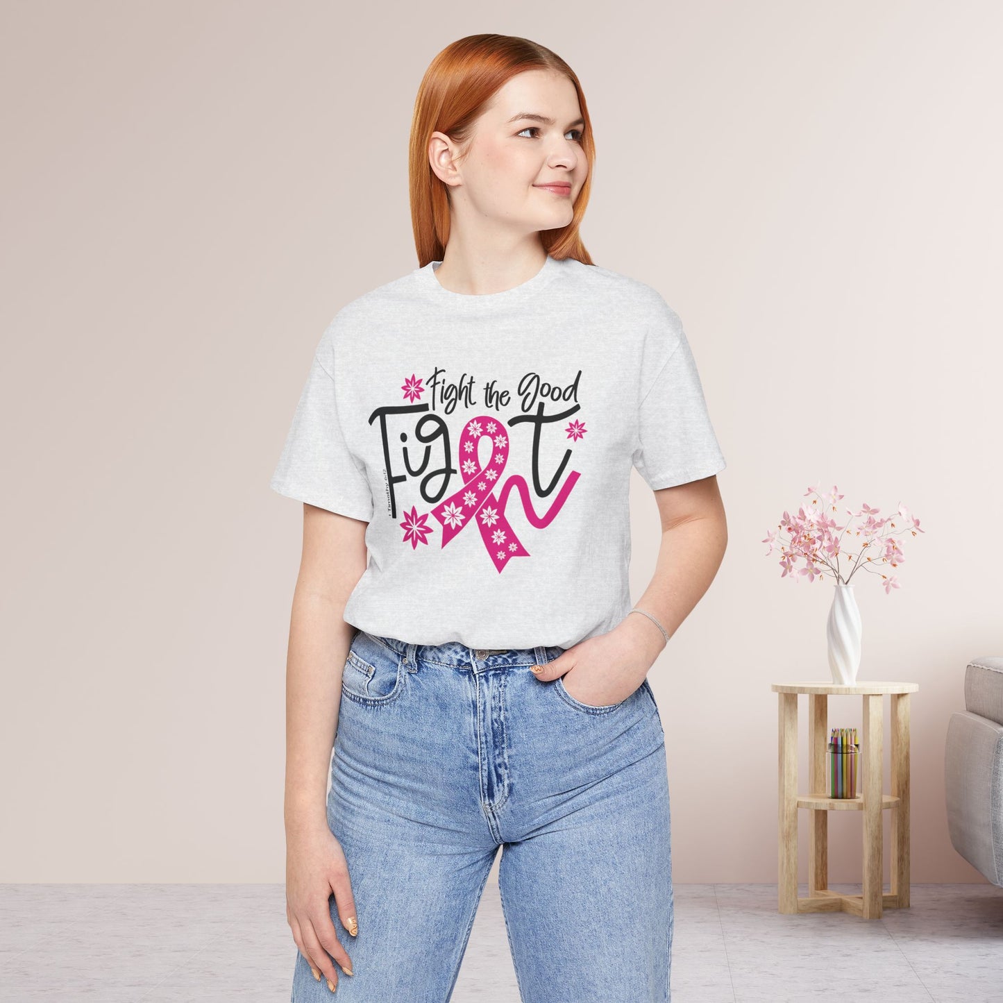 Fight The Good Fight Soft Cotton Tee - Christian Cancer Awareness Shirt