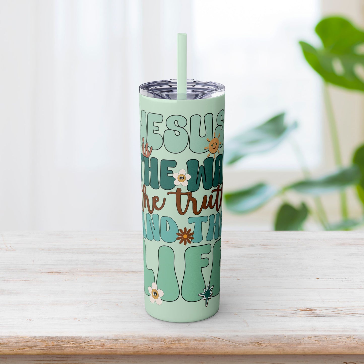 Jesus is The Way The Truth and The Life Skinny Tumbler with Straw - 20oz