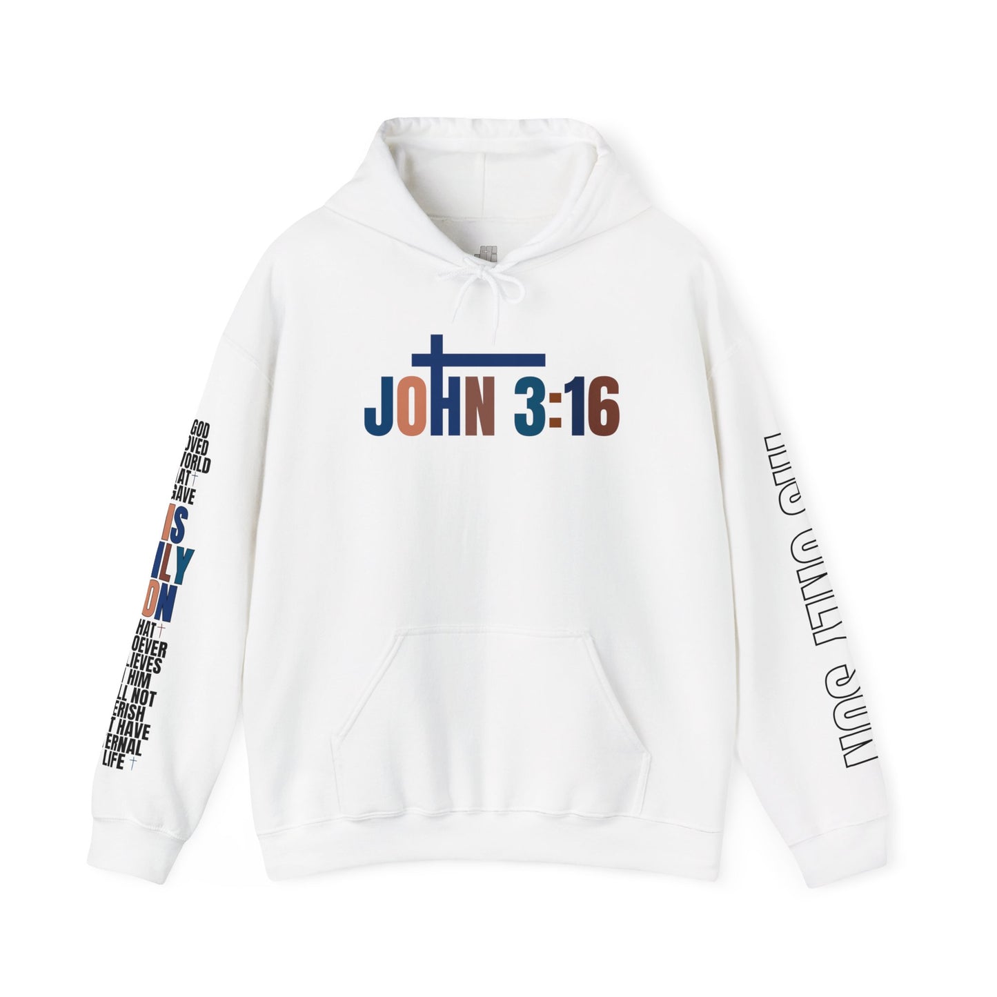 Blue His Only Son John 3:16 Bible Verse Christian Hoodie