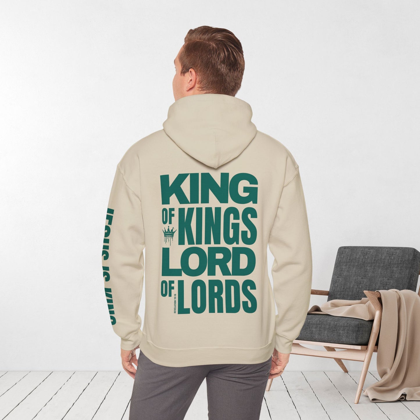 Jesus is King Hoodie - Revelation 19:16 Bible Verse Christian Hoodie