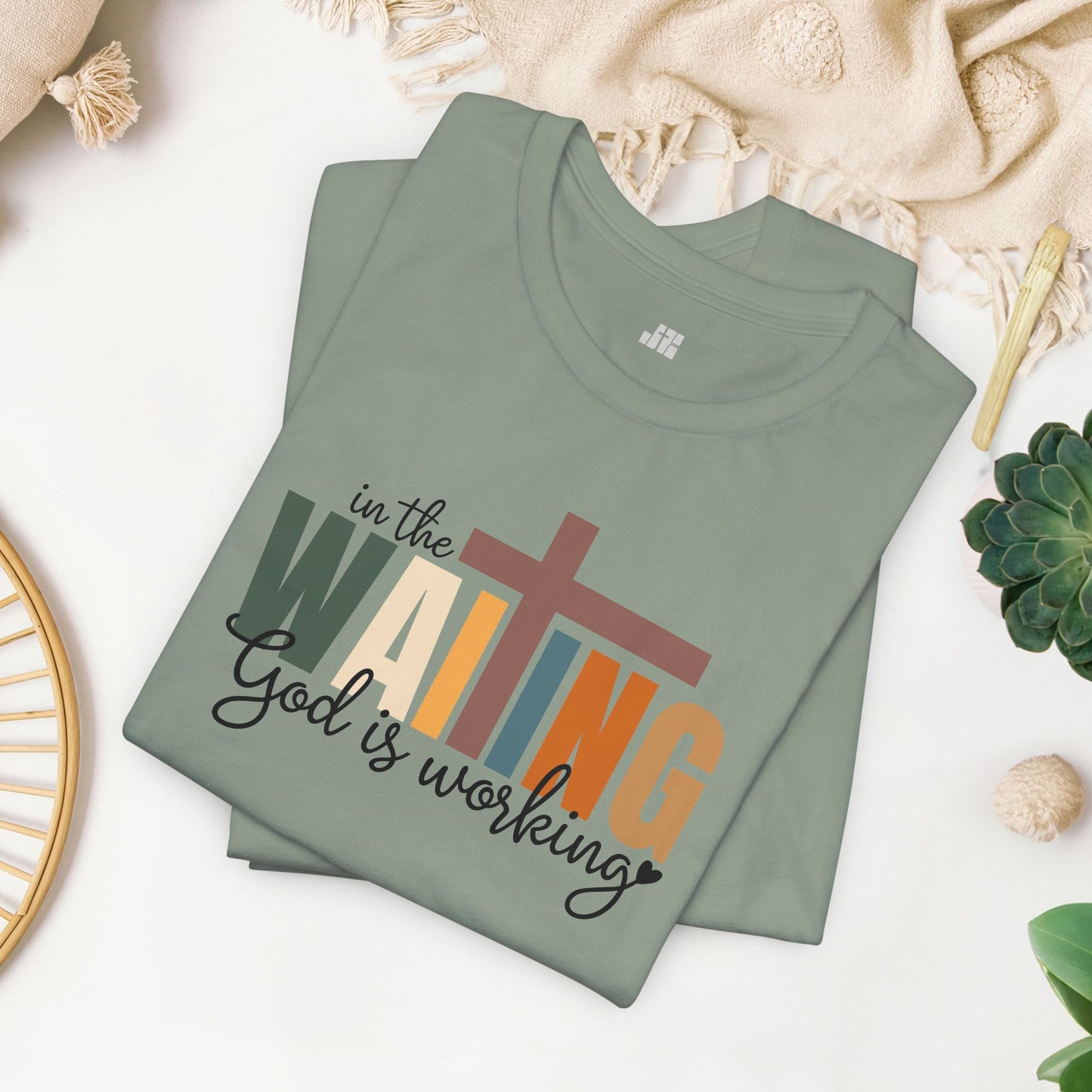 In the Waiting God is Working Christian Soft Cotton Tee