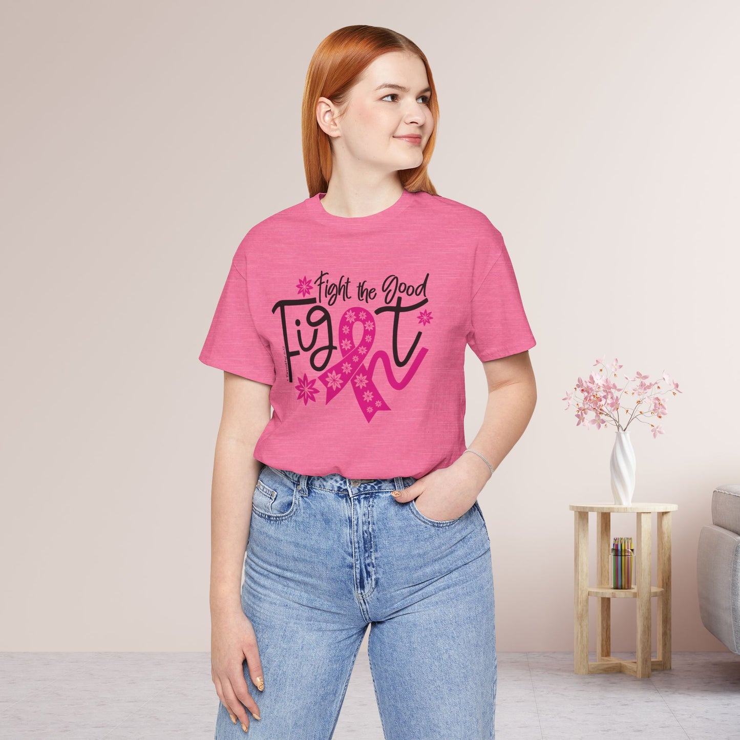 Fight The Good Fight Soft Cotton Tee - Christian Cancer Awareness Shirt