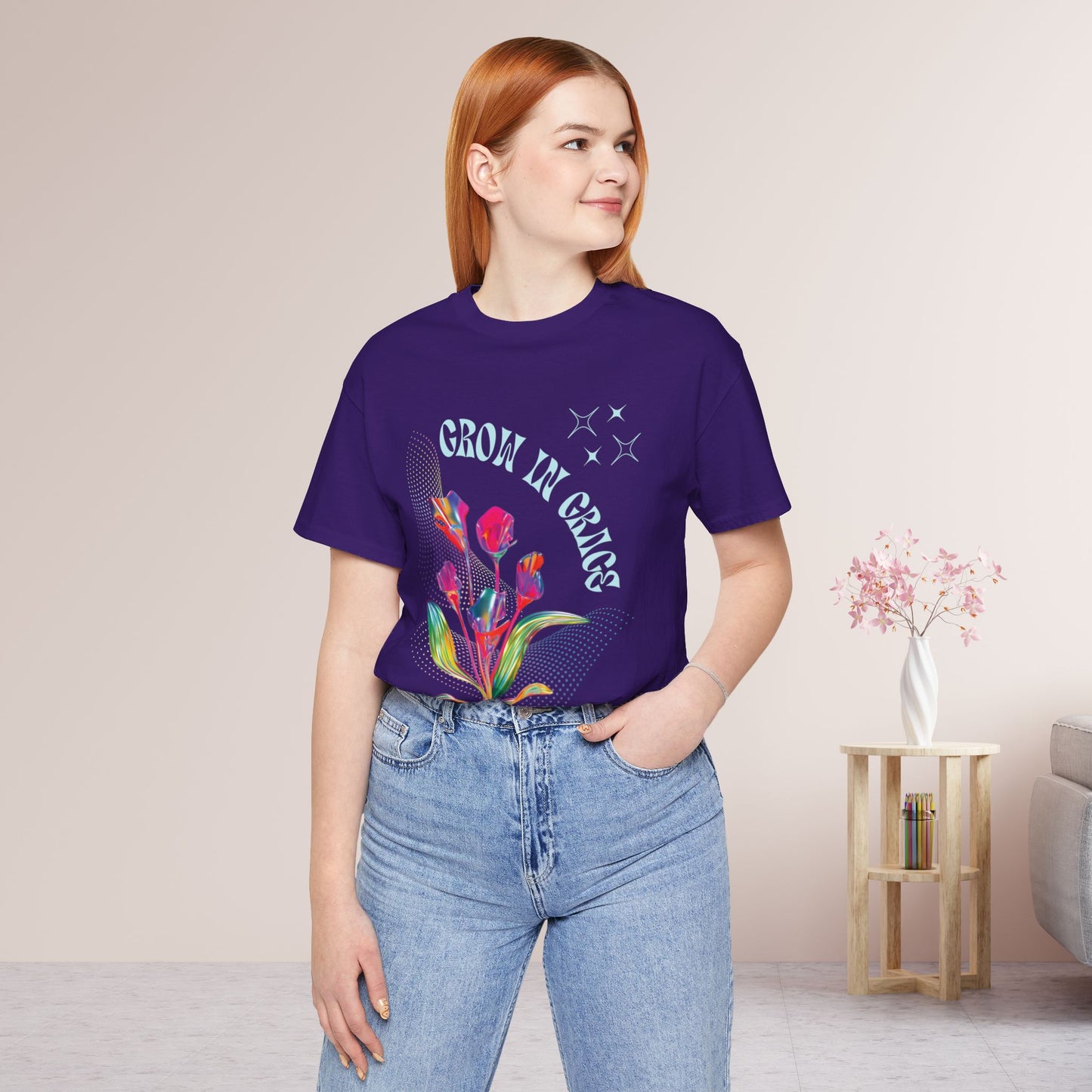 Trendy Grow in Grace Soft Cotton Tee - Bible Verse T-shirt