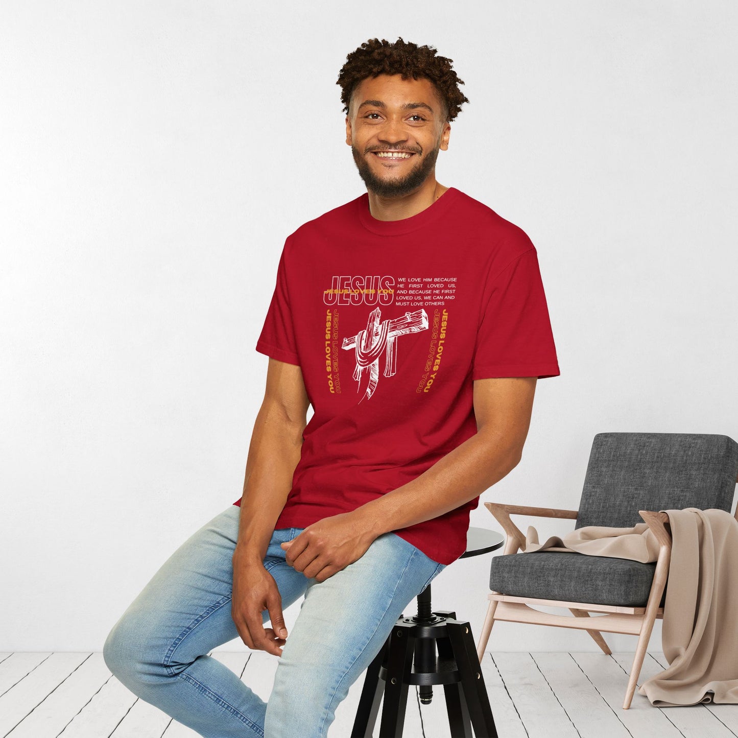 Comfort Colors Trendy Men's Jesus Loves You Shirt