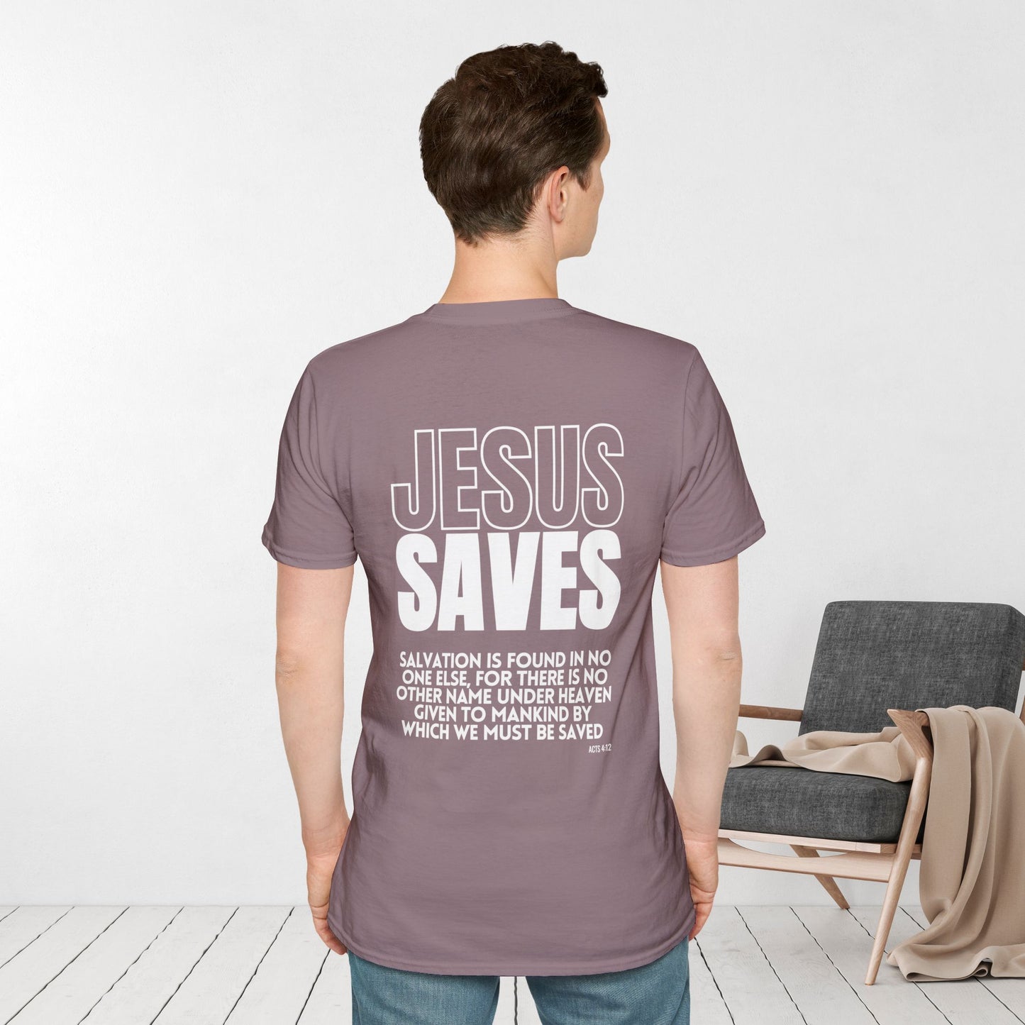 Unisex Jesus Saves Softstyle T-shirt - Acts 4:12 Bible Verse Christian T-shirt