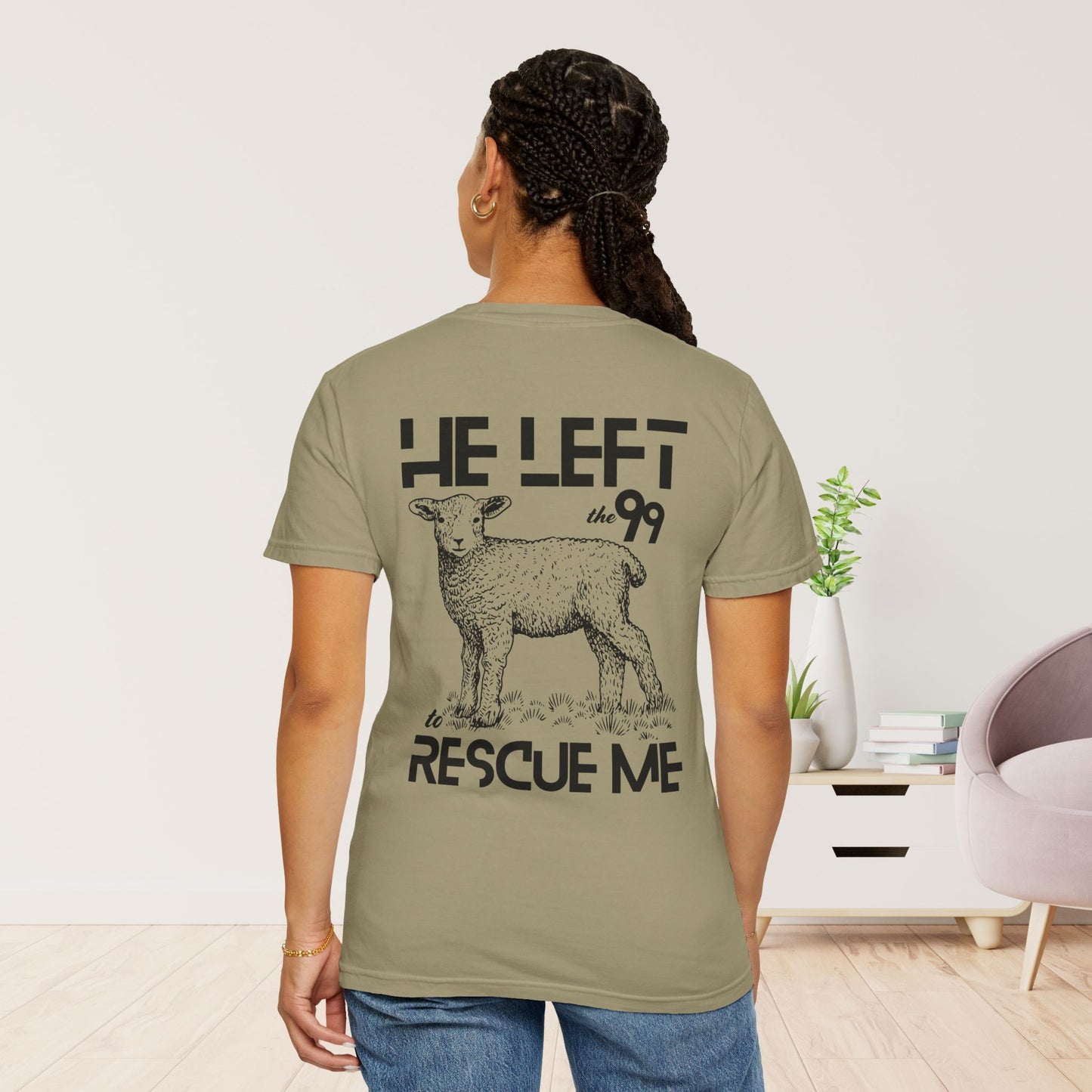 Rescued T-shirt - He Left The 99 to Rescue Me Comfort Colors Christian Shirt