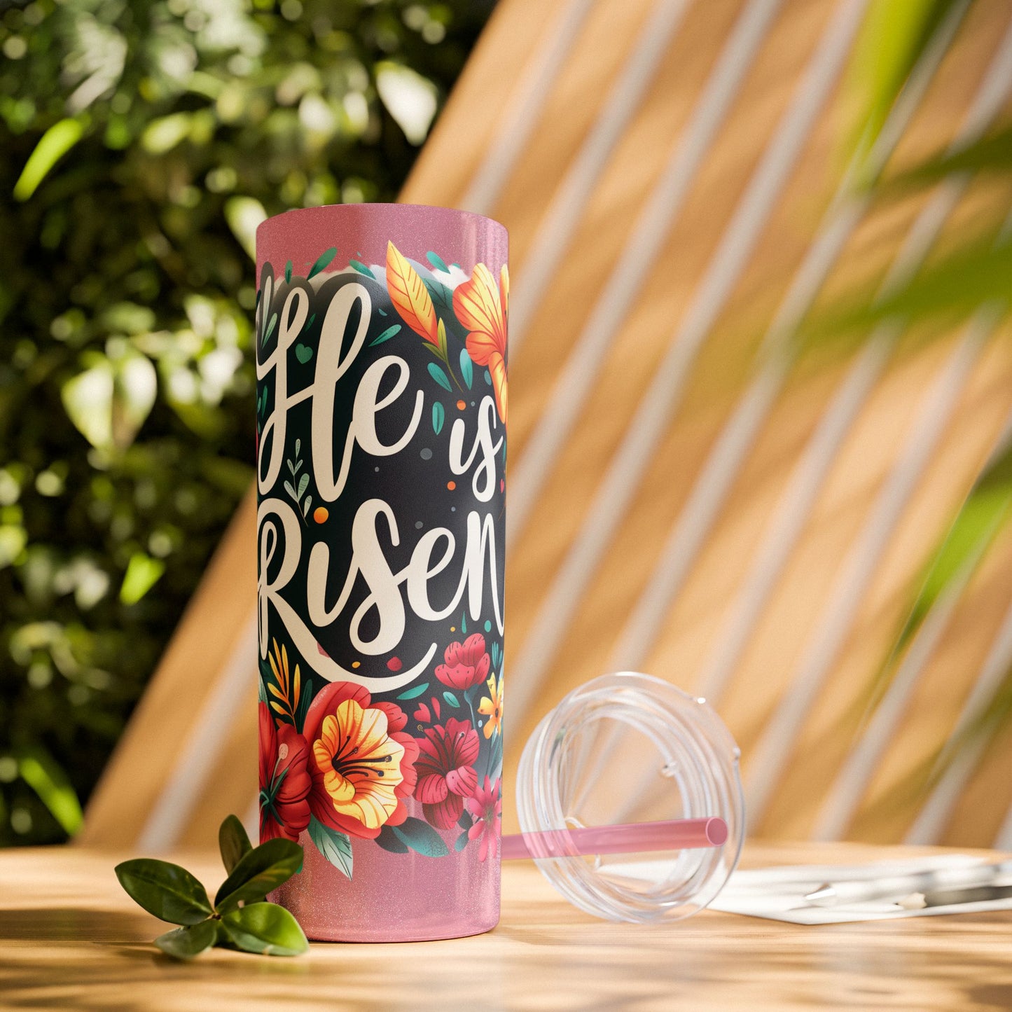 He is Risen Skinny Tumbler with Straw - 20oz