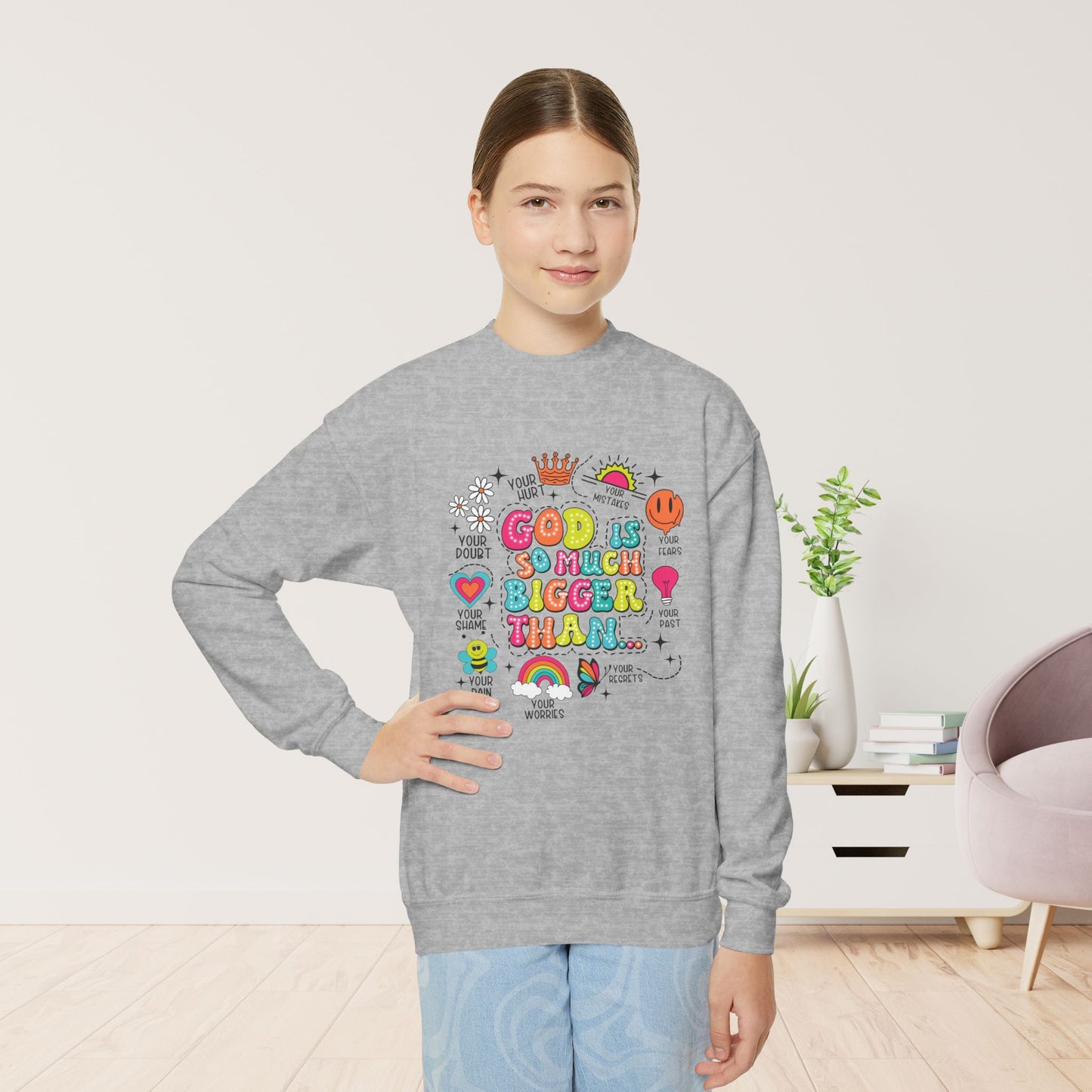 God Is So Much Bigger Youth Christian Sweatshirt