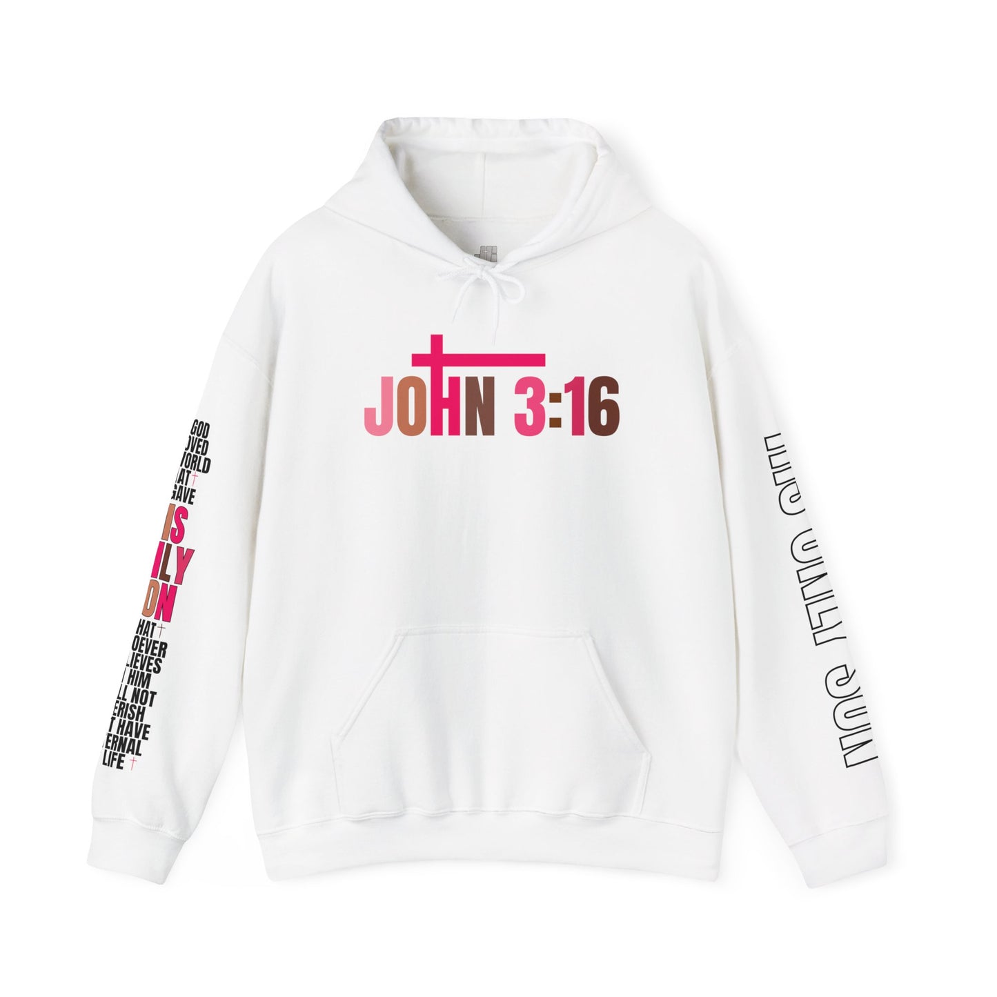 Pink His Only Son John 3:16 Bible Verse Christian Hoodie